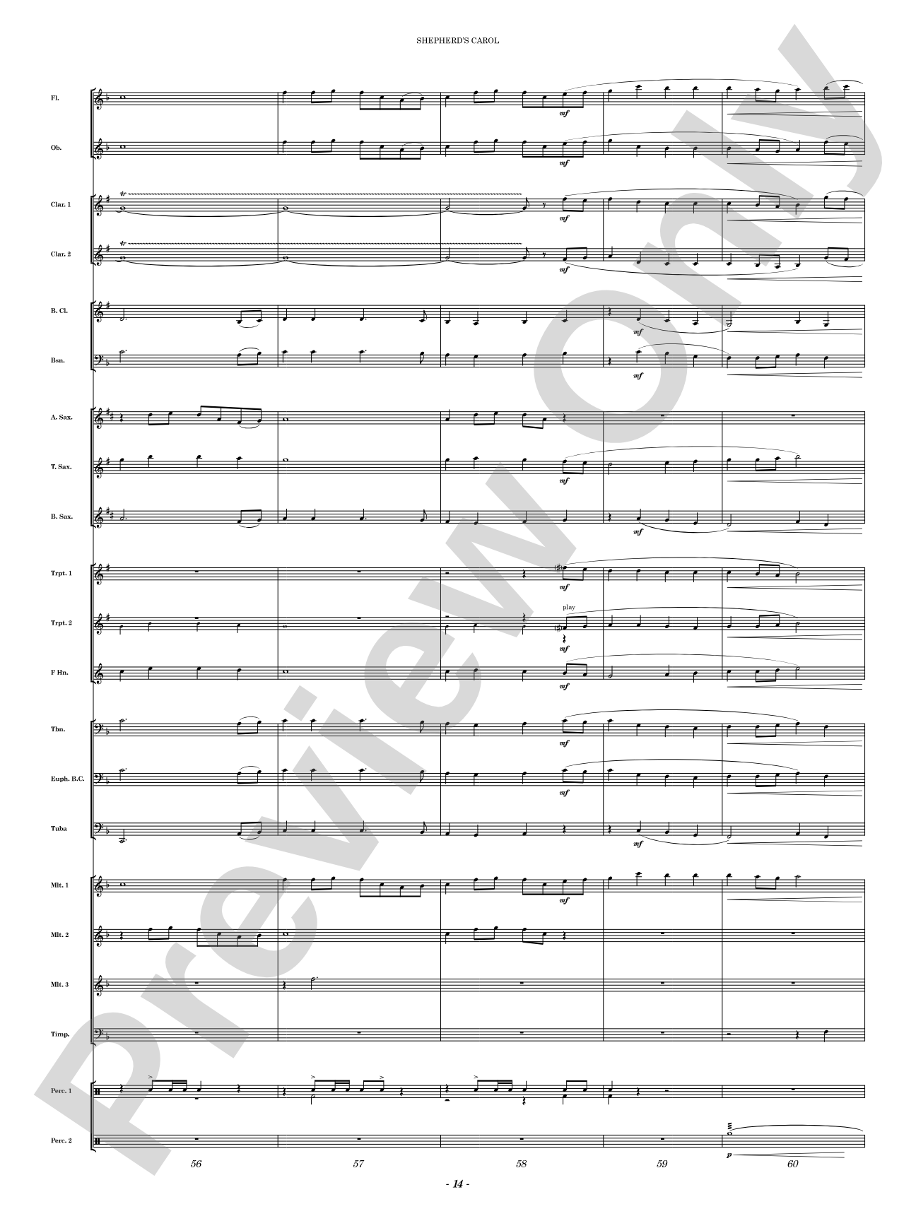 Shepherd's Carol: Concert Band Conductor Score & Parts