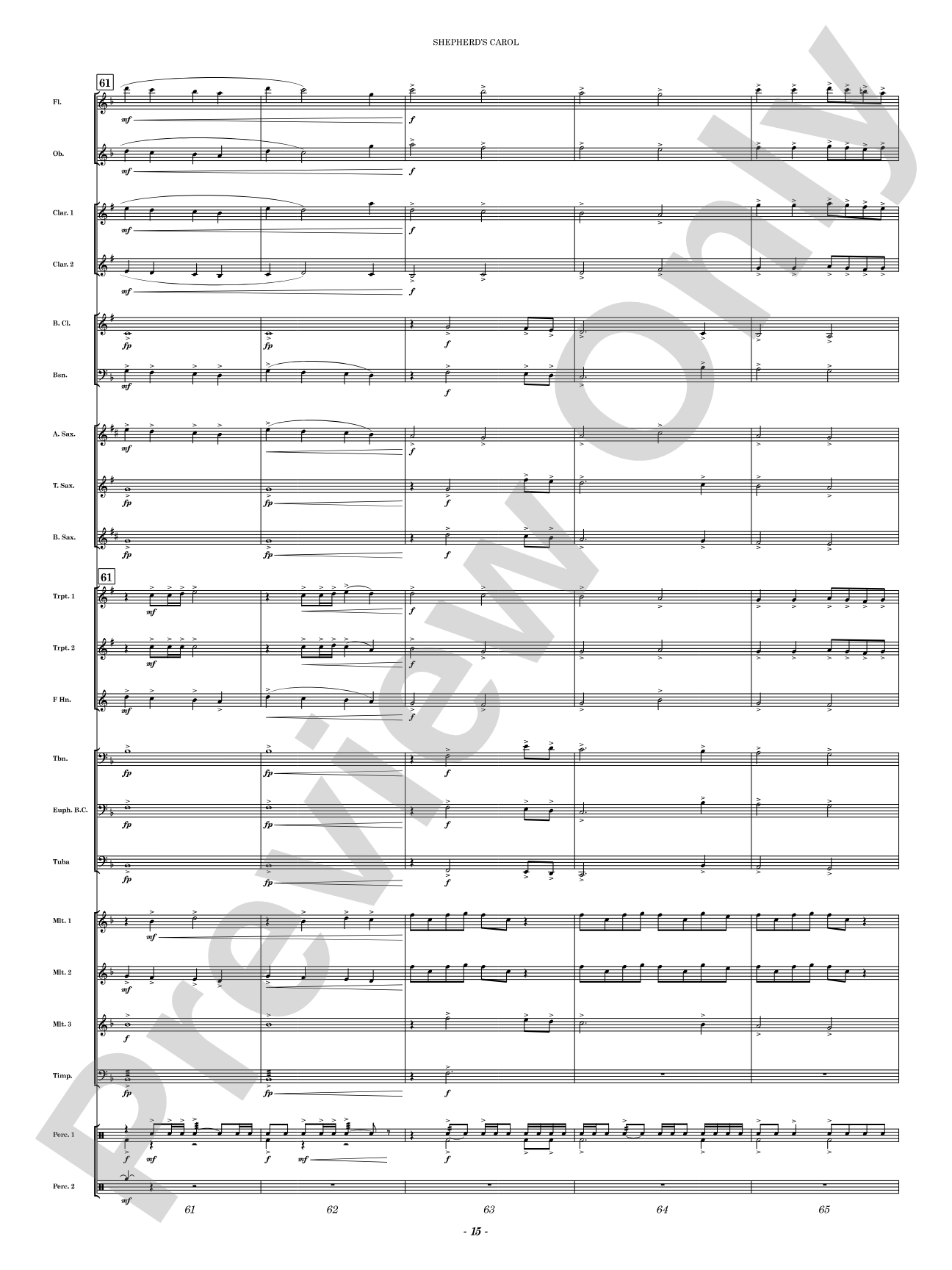 Shepherd's Carol: Concert Band Conductor Score & Parts