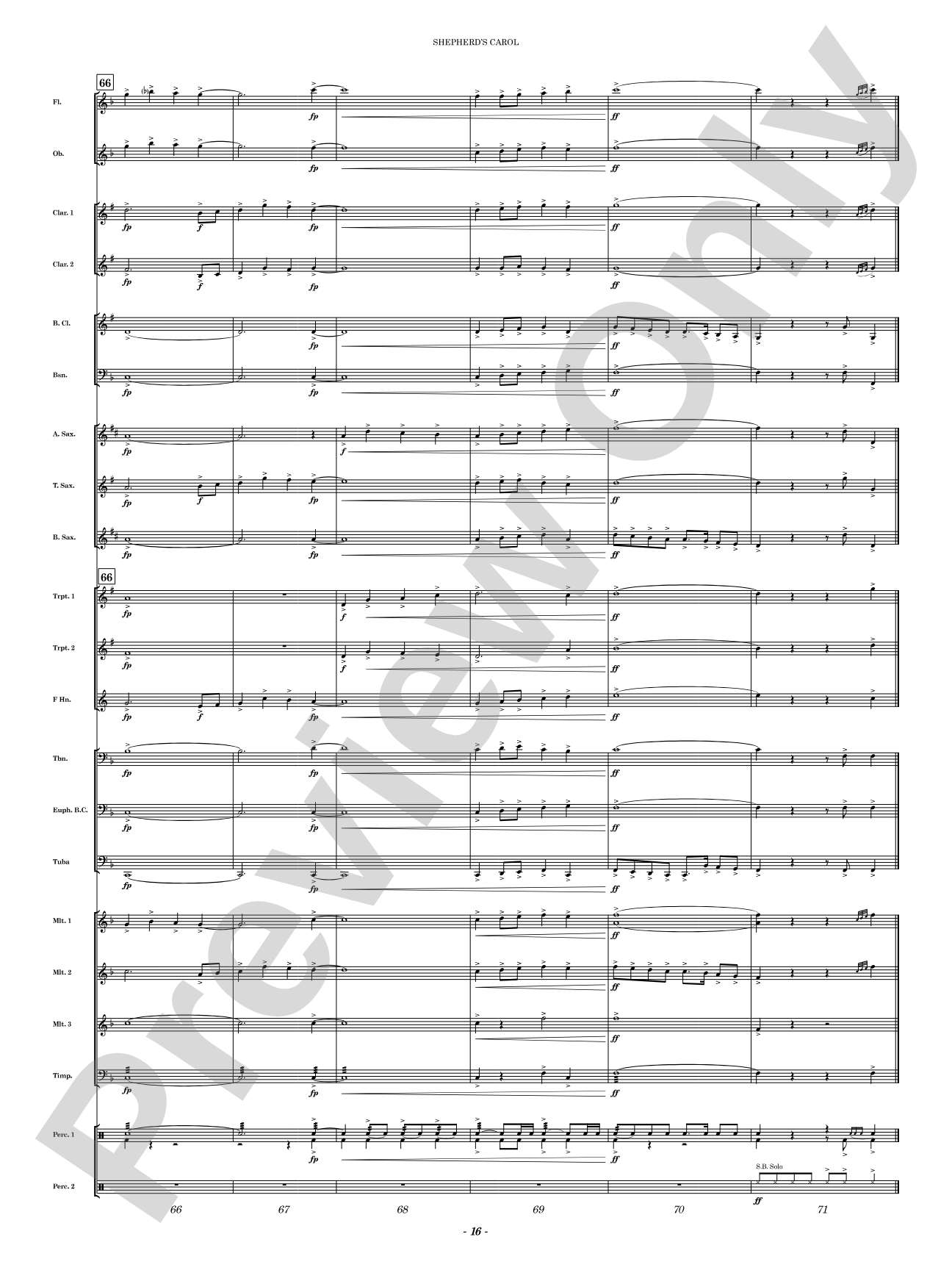 Shepherd's Carol: Concert Band Conductor Score & Parts