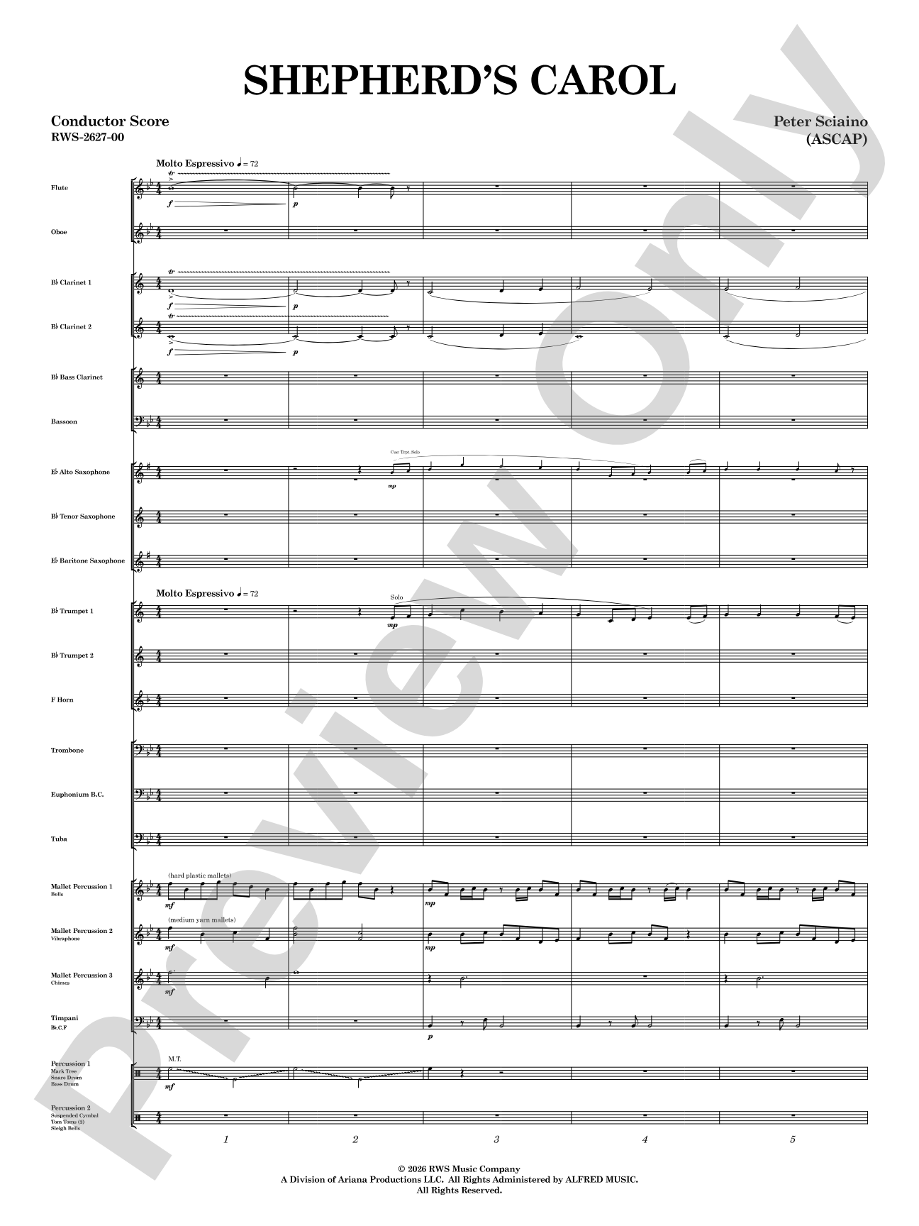 Shepherd's Carol: Concert Band Conductor Score & Parts