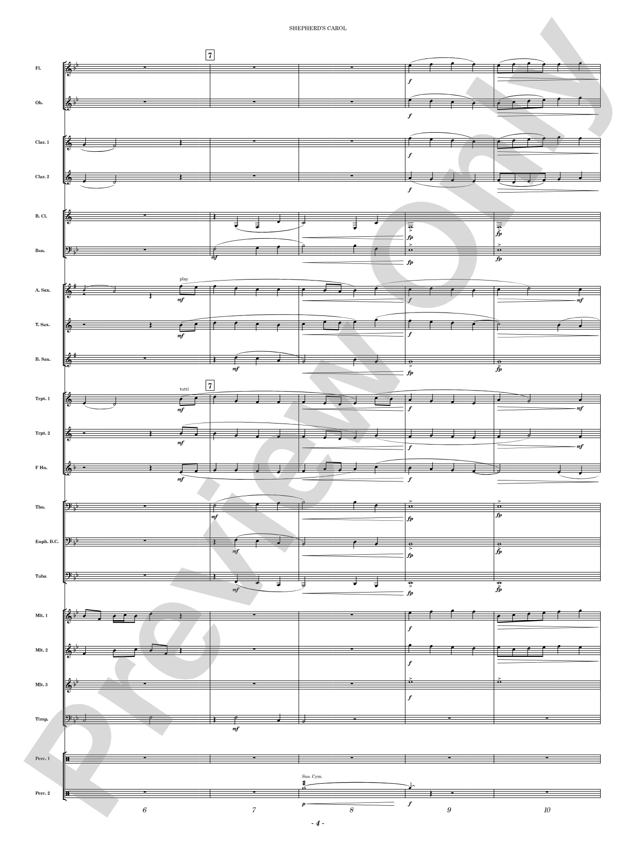 Shepherd's Carol: Concert Band Conductor Score & Parts