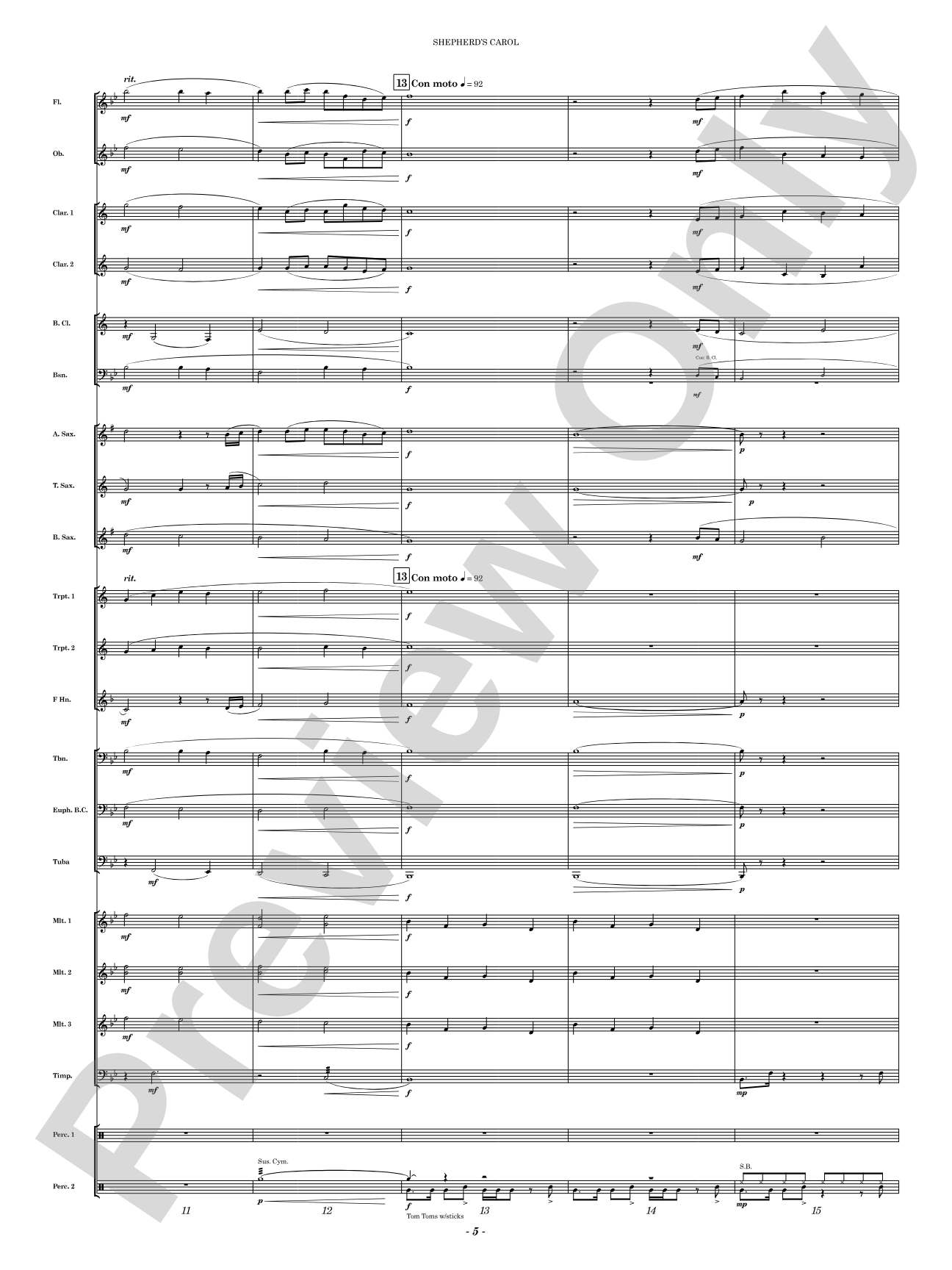 Shepherd's Carol: Concert Band Conductor Score & Parts