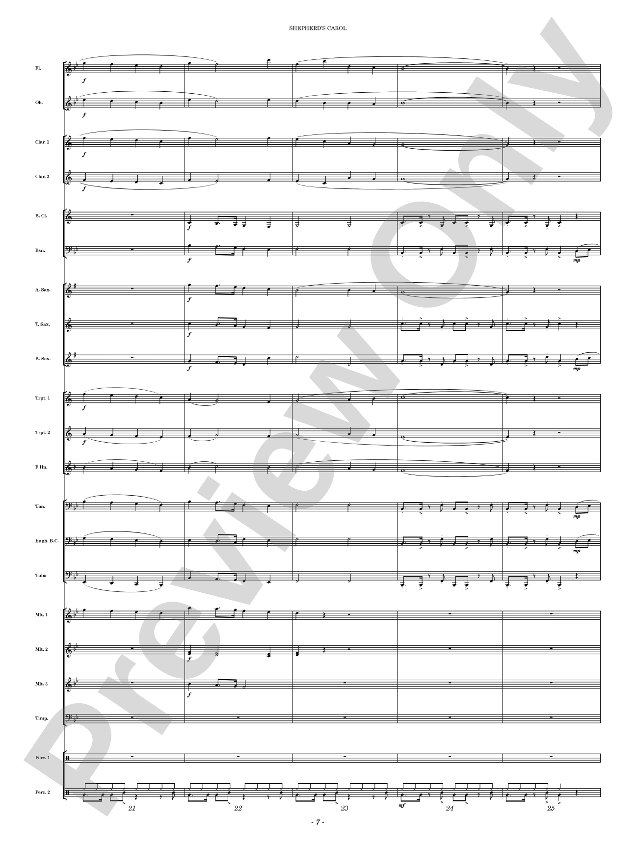 Shepherd's Carol: Concert Band Conductor Score & Parts