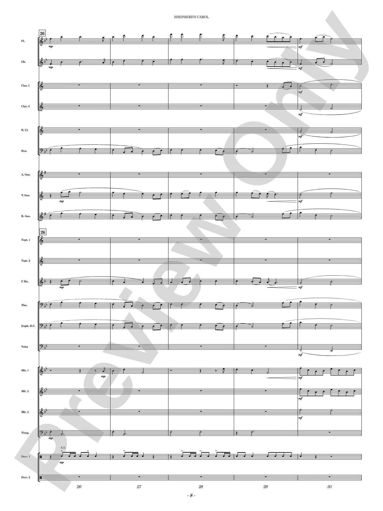 Shepherd's Carol: Concert Band Conductor Score & Parts