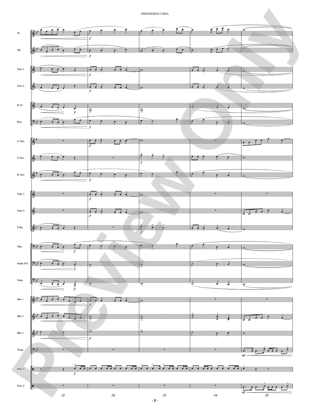 Shepherd's Carol: Concert Band Conductor Score & Parts