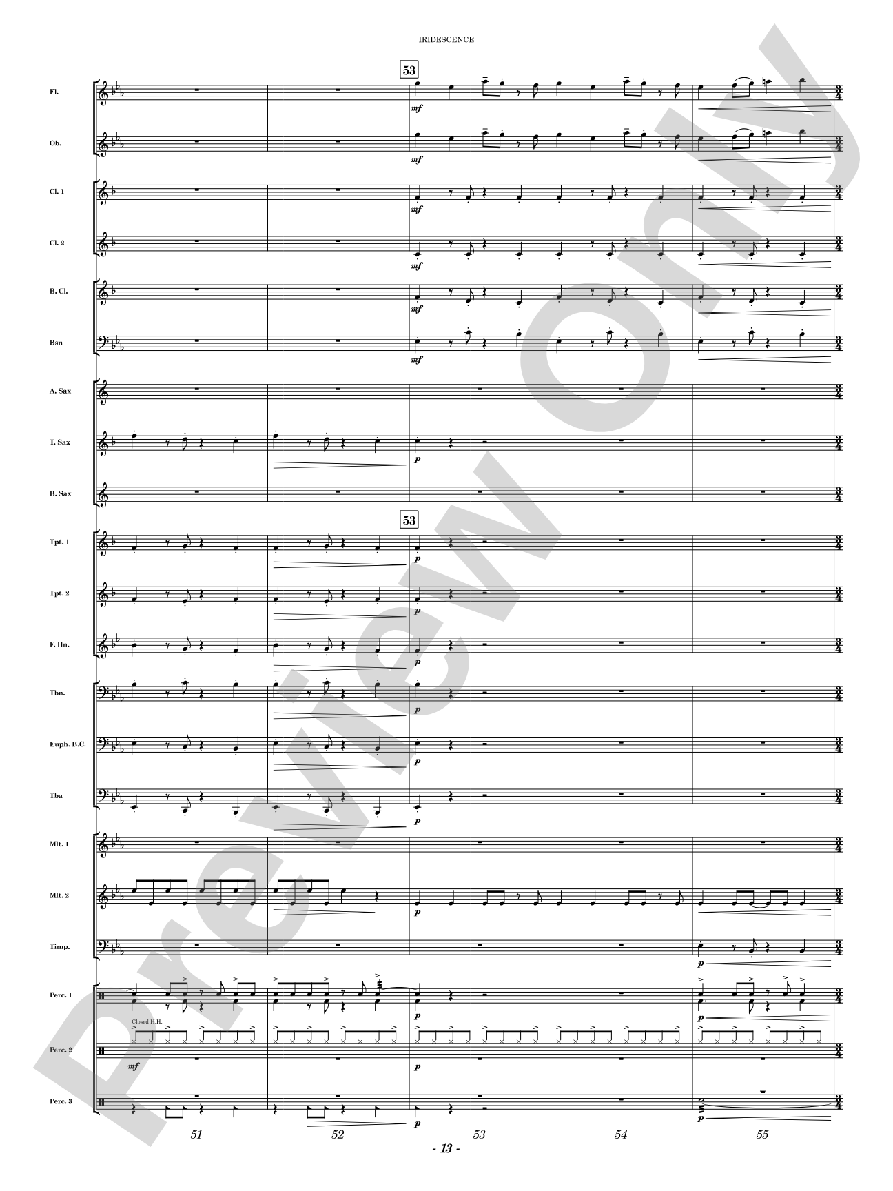Iridescence: Concert Band Conductor Score & Parts