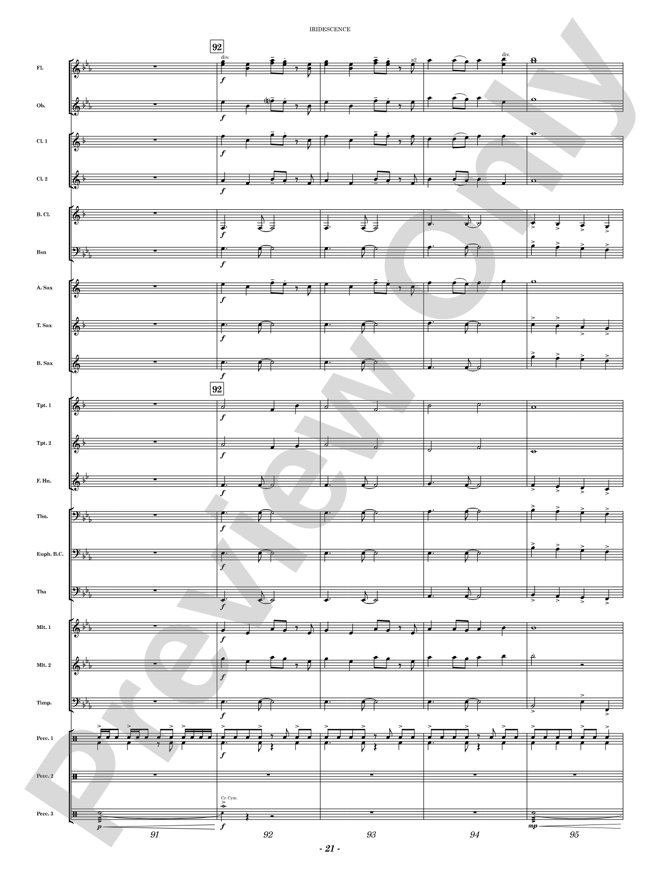 Iridescence: Concert Band Conductor Score & Parts