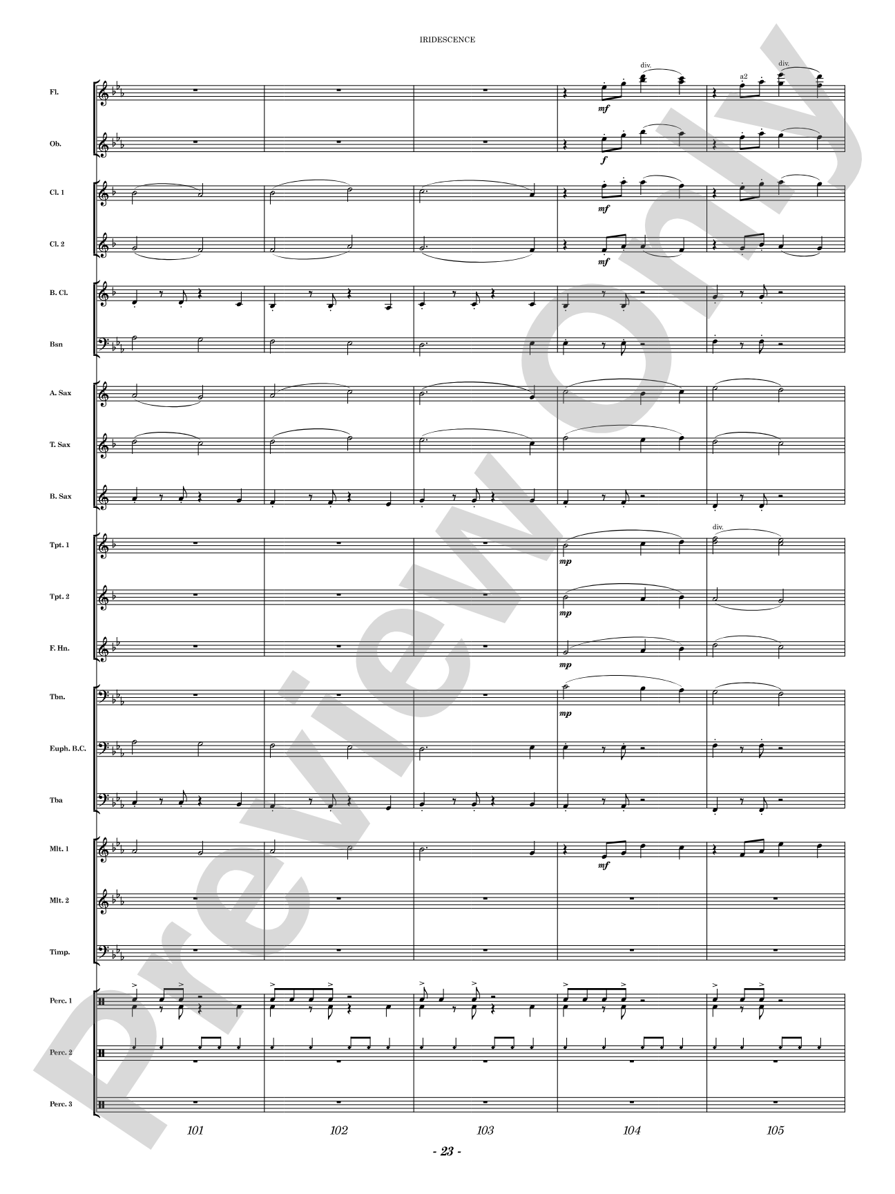 Iridescence: Concert Band Conductor Score & Parts