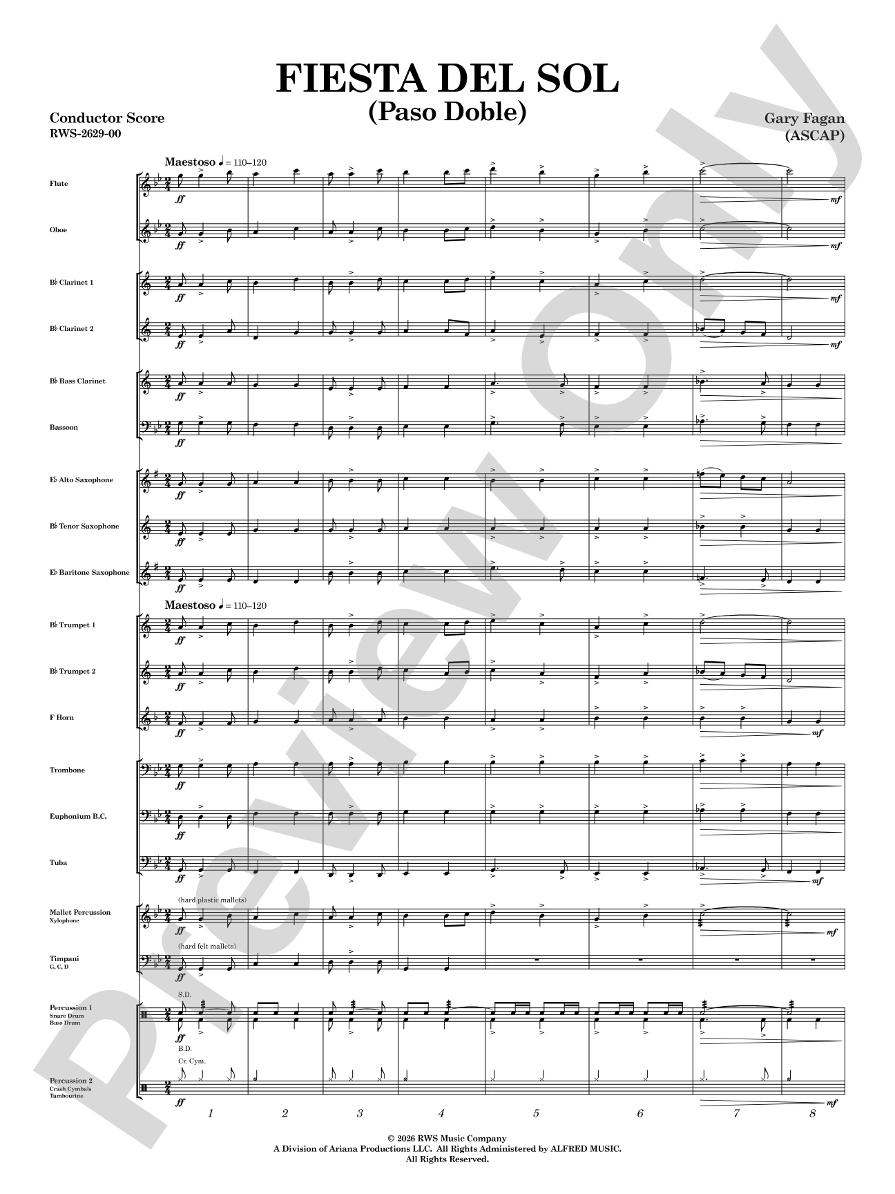 Fiesta del Sol: Concert Band Conductor Score & Parts