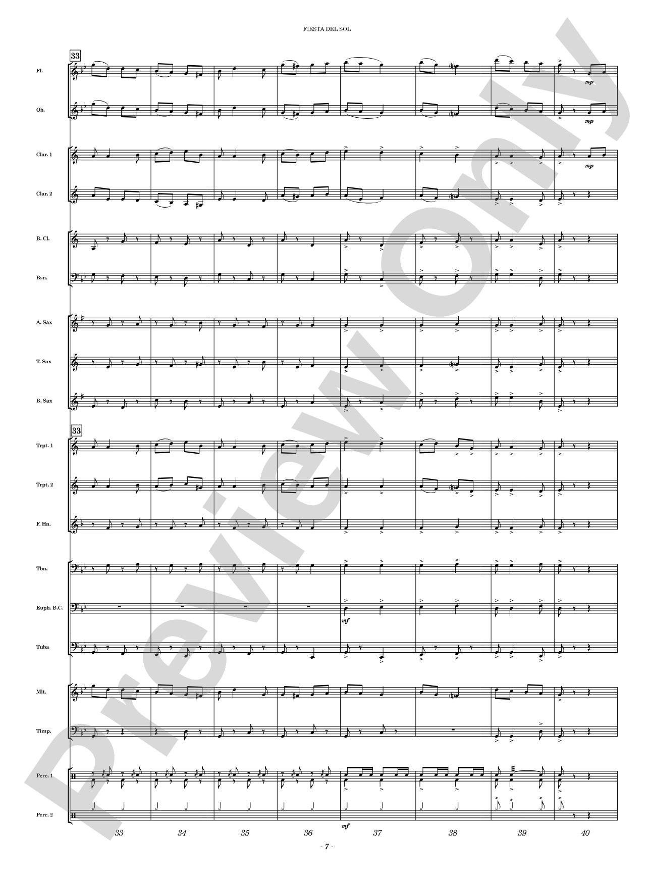 Fiesta del Sol: Concert Band Conductor Score & Parts