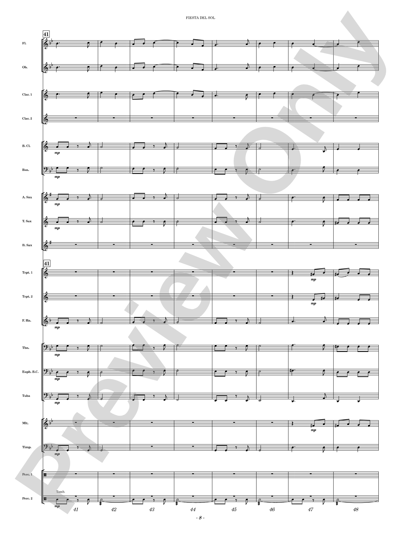 Fiesta del Sol: Concert Band Conductor Score & Parts