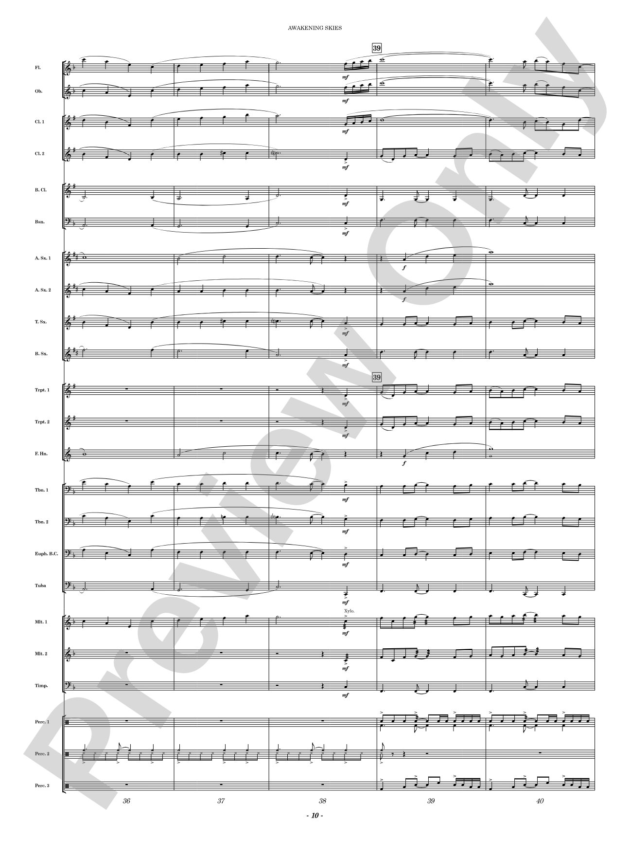 Awakening Skies: Concert Band Conductor Score & Parts