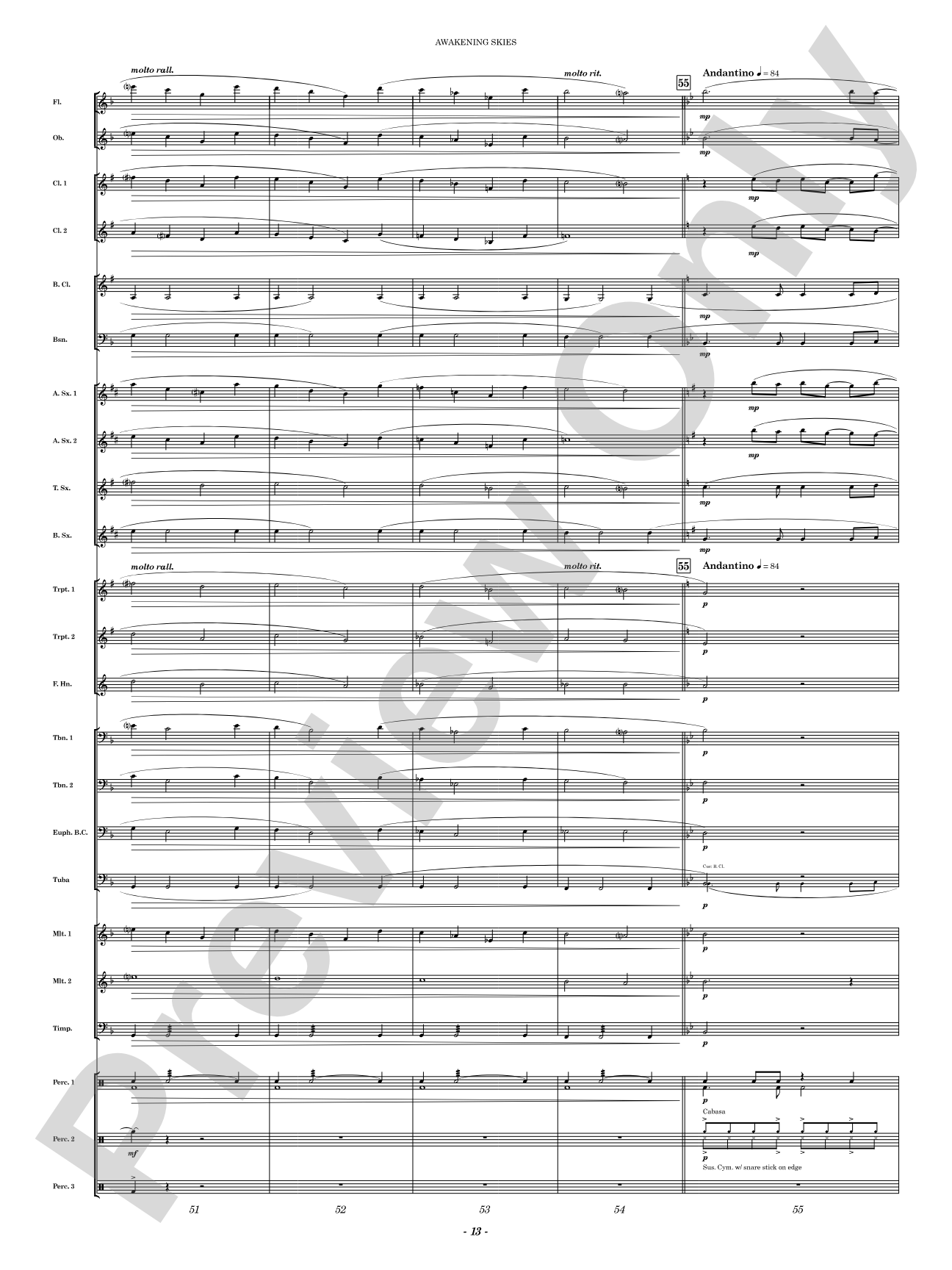 Awakening Skies: Concert Band Conductor Score & Parts