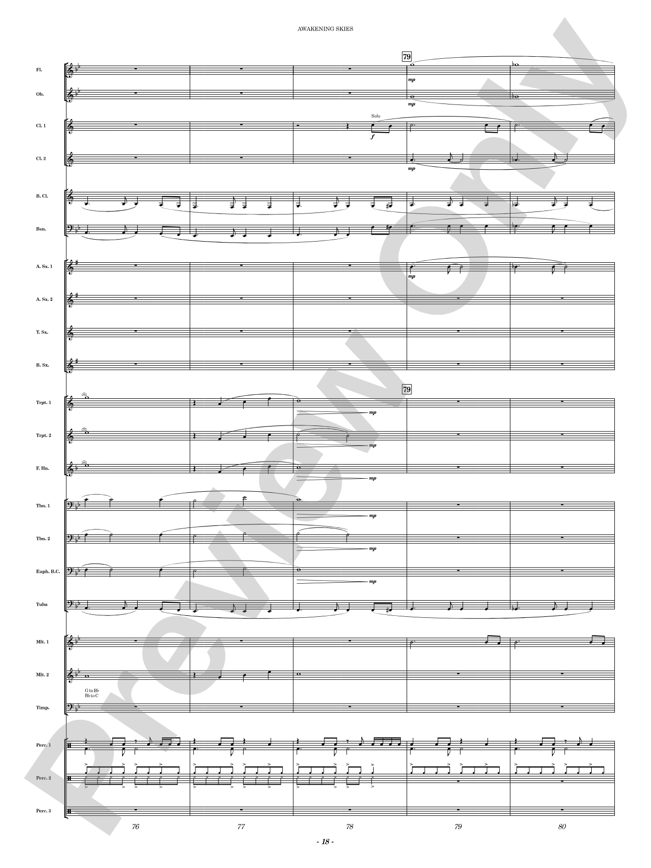 Awakening Skies: Concert Band Conductor Score & Parts