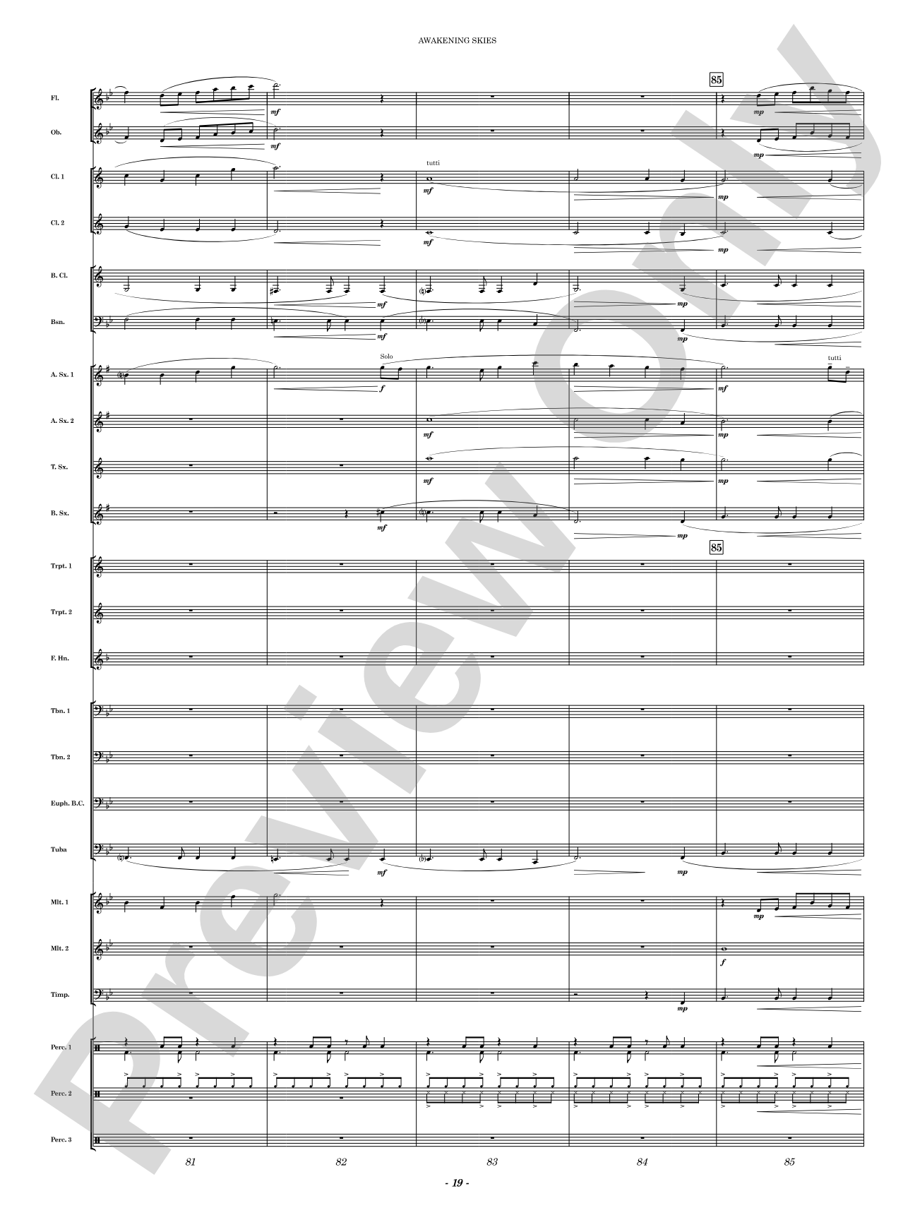 Awakening Skies: Concert Band Conductor Score & Parts