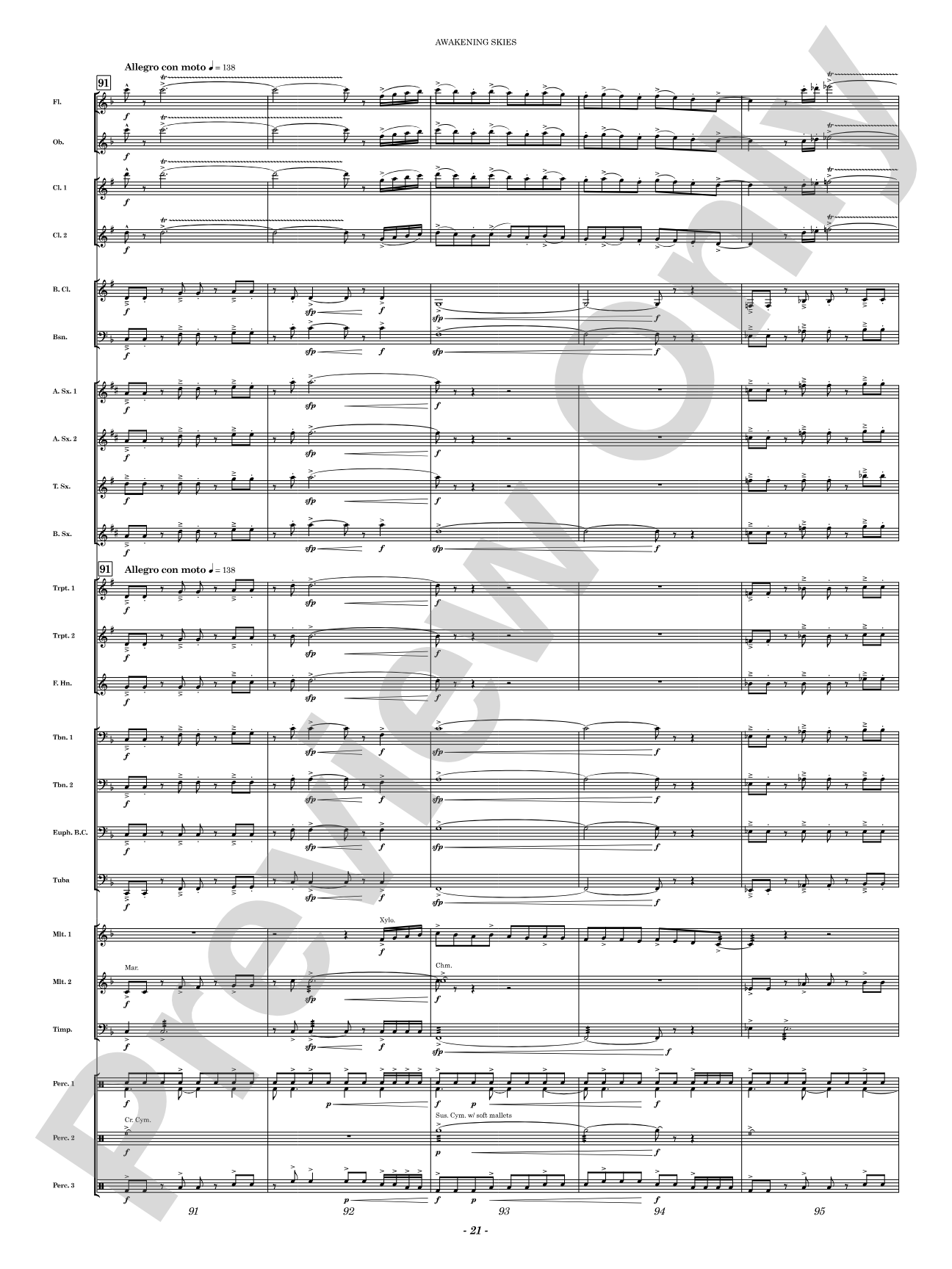 Awakening Skies: Concert Band Conductor Score & Parts