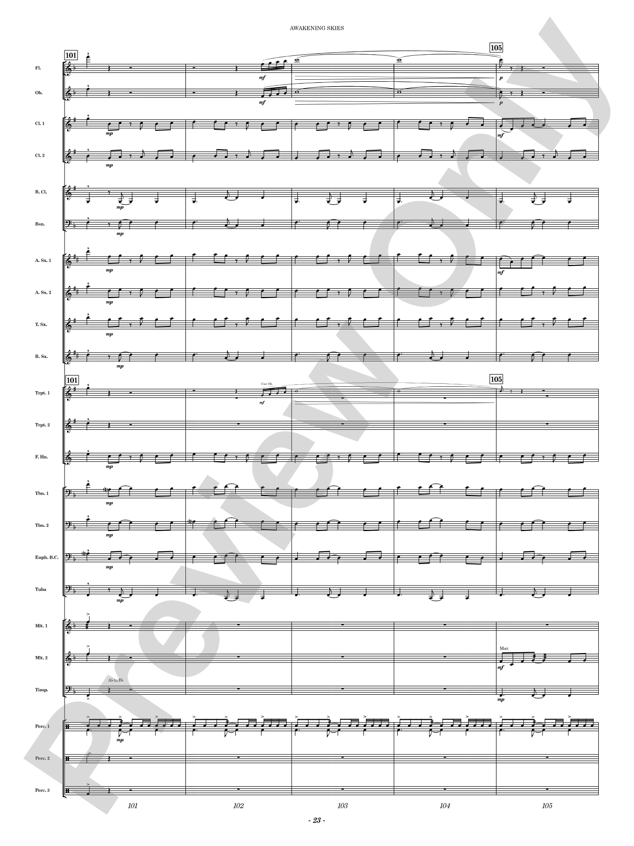 Awakening Skies: Concert Band Conductor Score & Parts