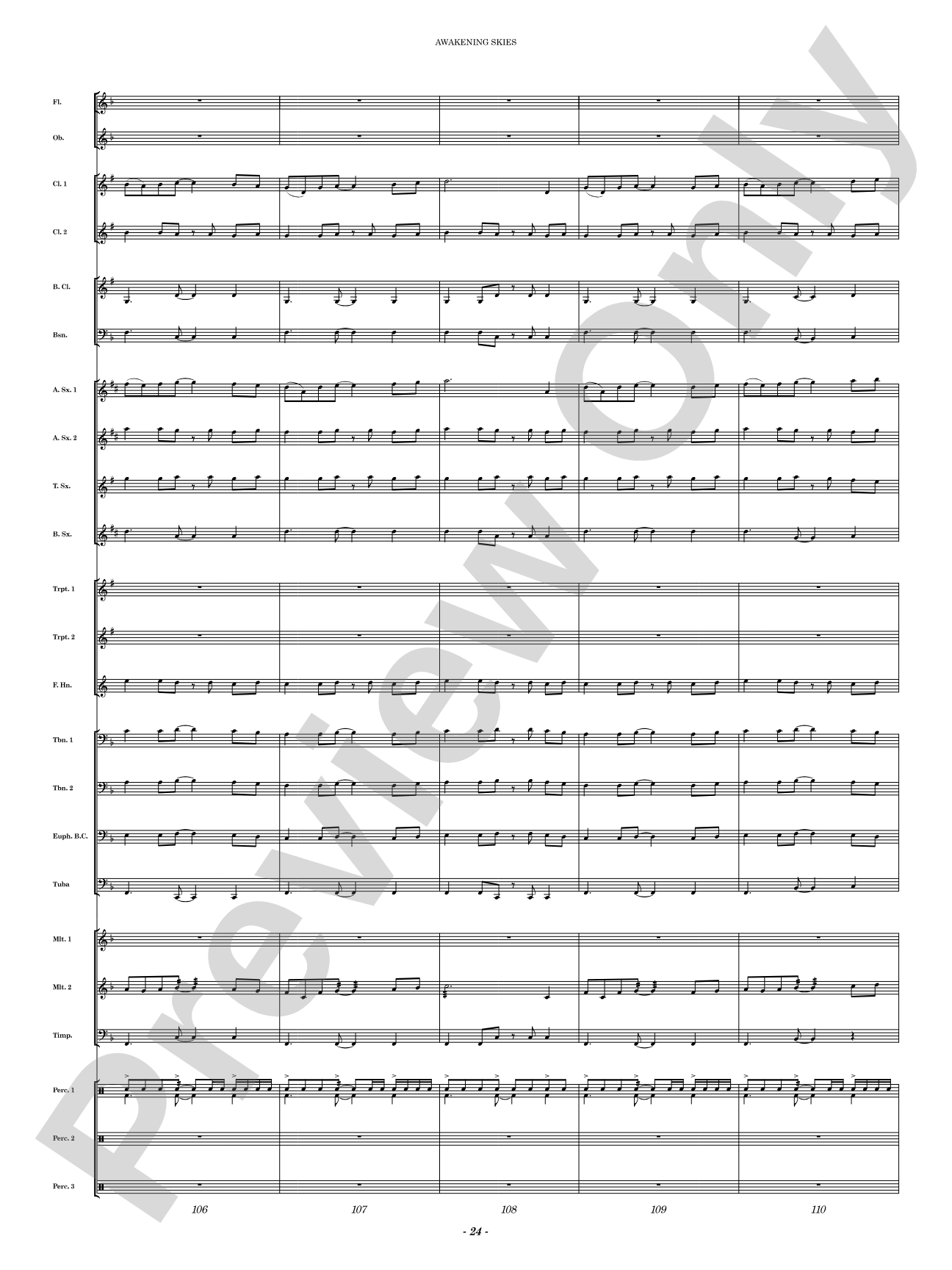Awakening Skies: Concert Band Conductor Score & Parts