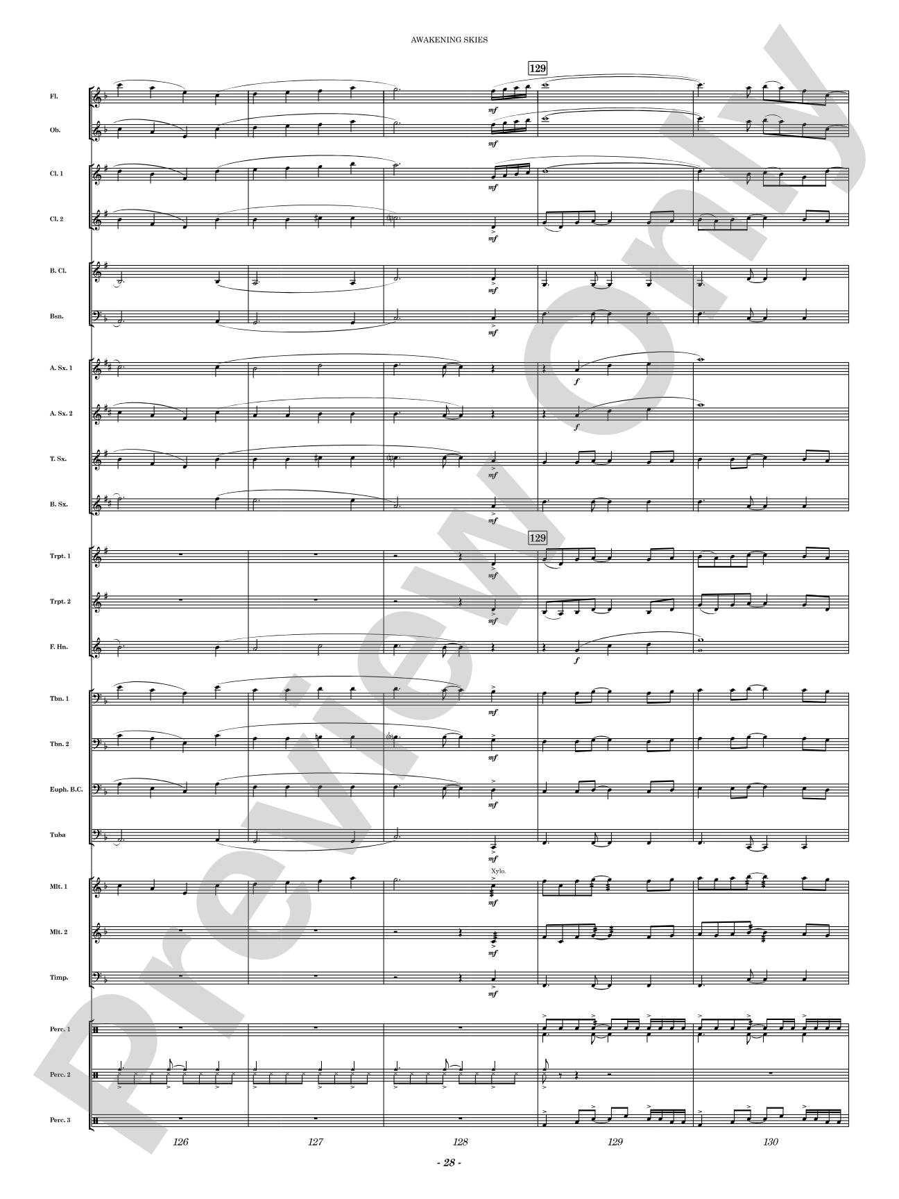 Awakening Skies: Concert Band Conductor Score & Parts