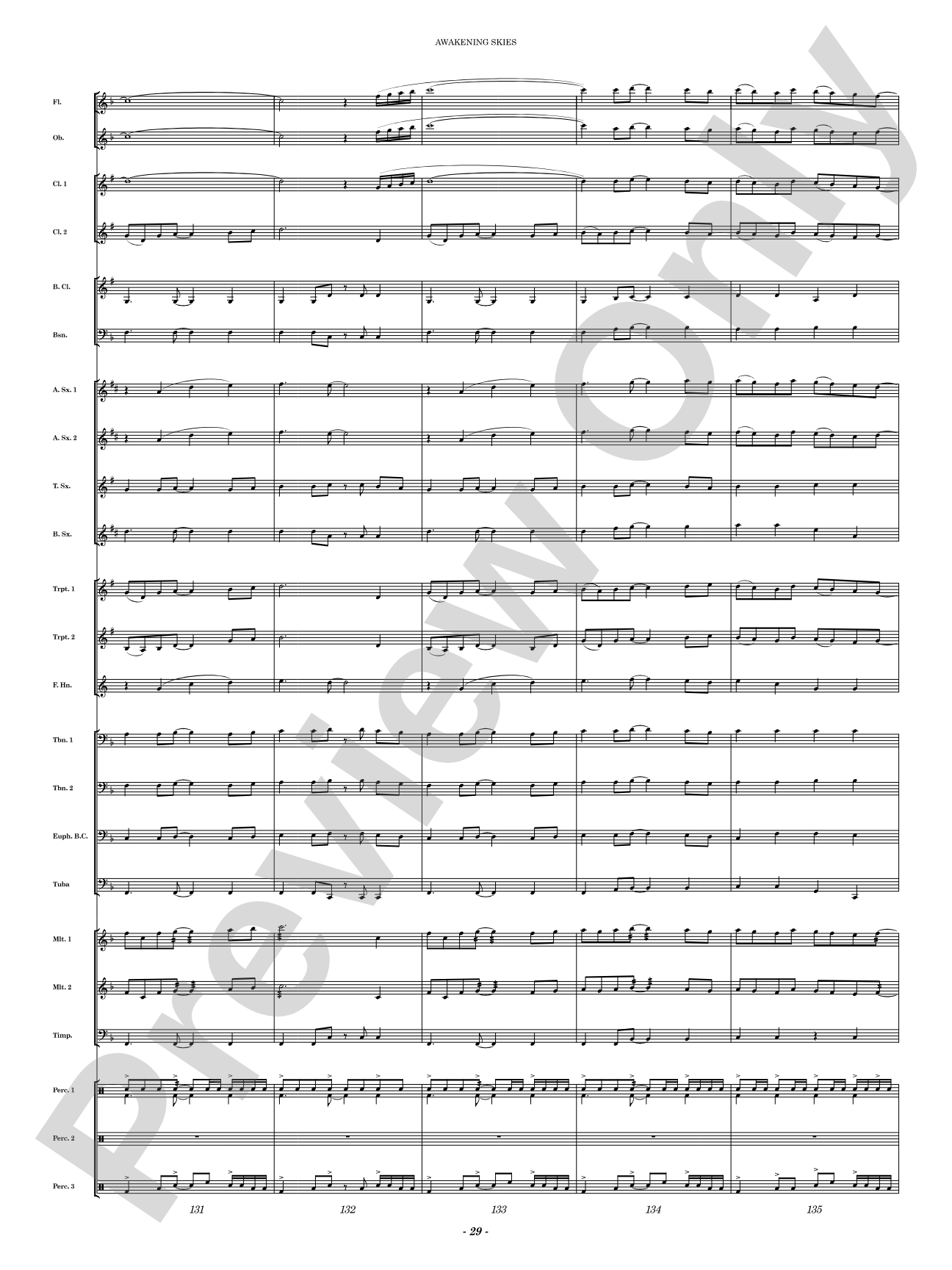 Awakening Skies: Concert Band Conductor Score & Parts