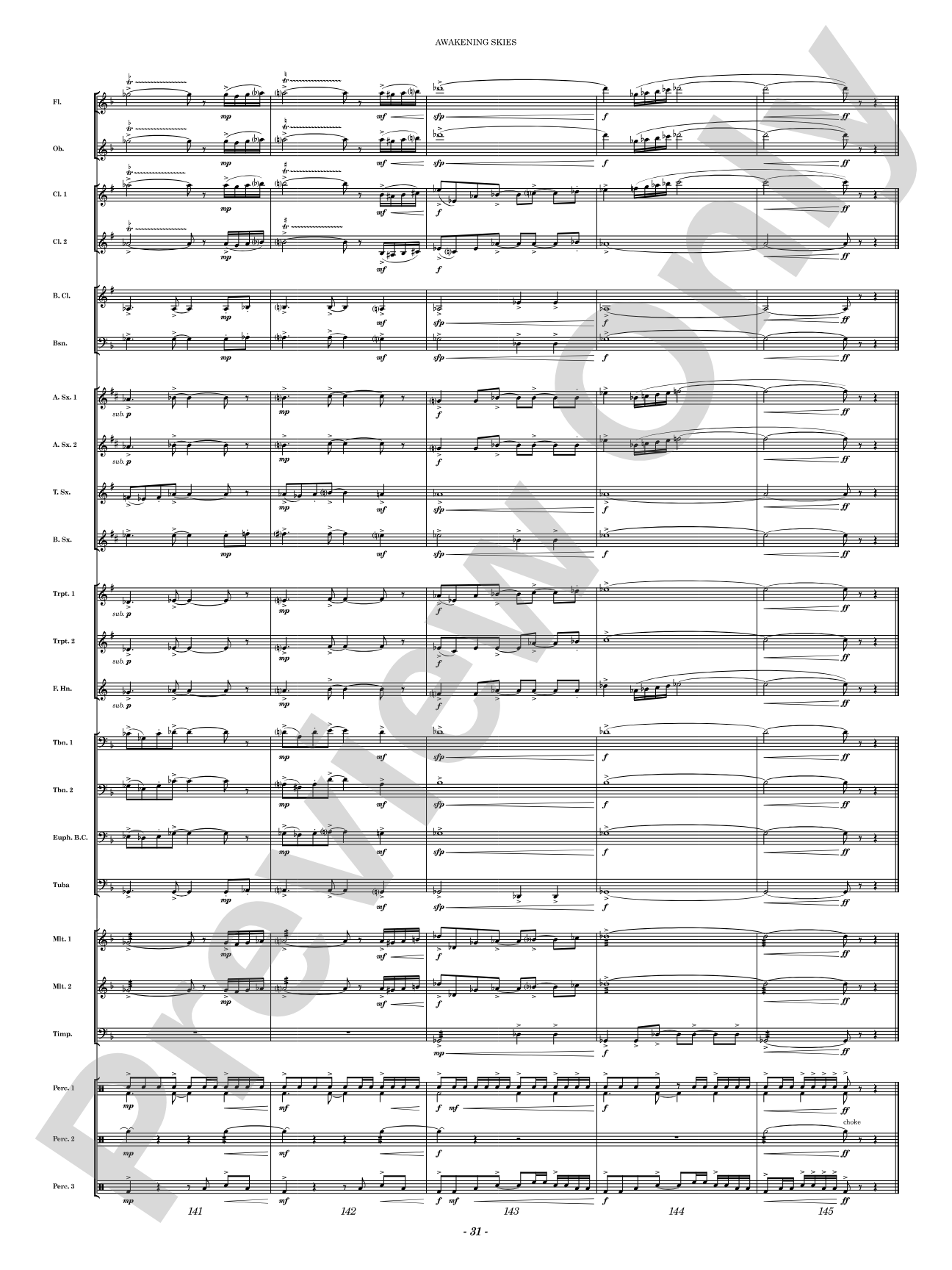 Awakening Skies: Concert Band Conductor Score & Parts