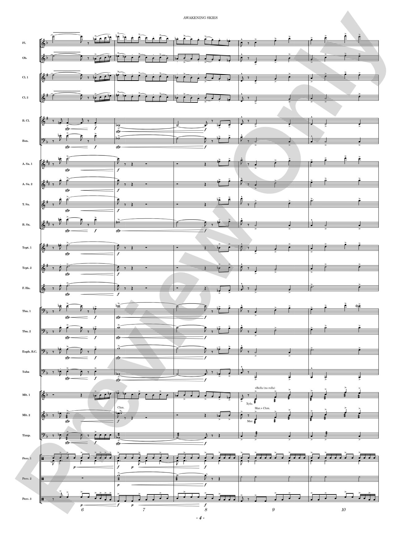 Awakening Skies: Concert Band Conductor Score & Parts