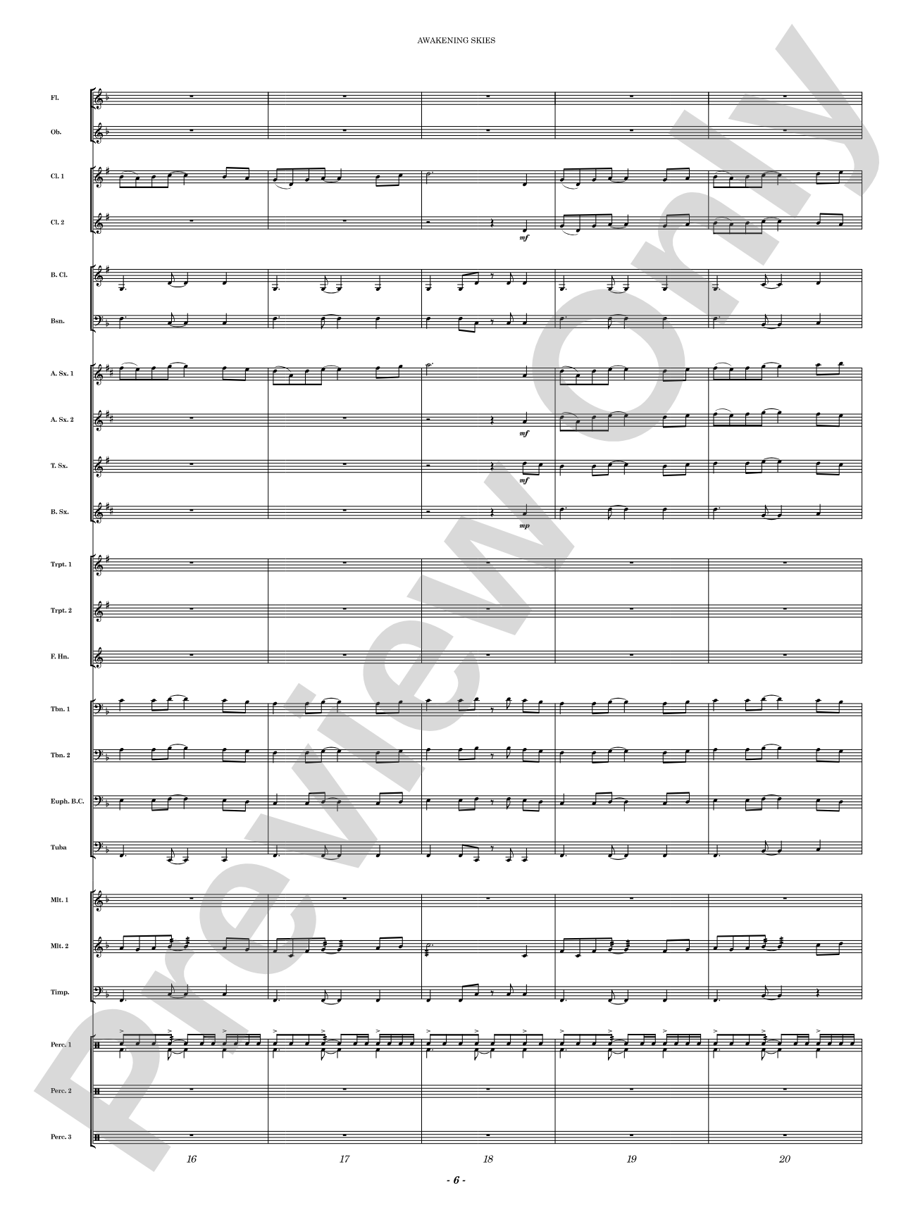 Awakening Skies: Concert Band Conductor Score & Parts