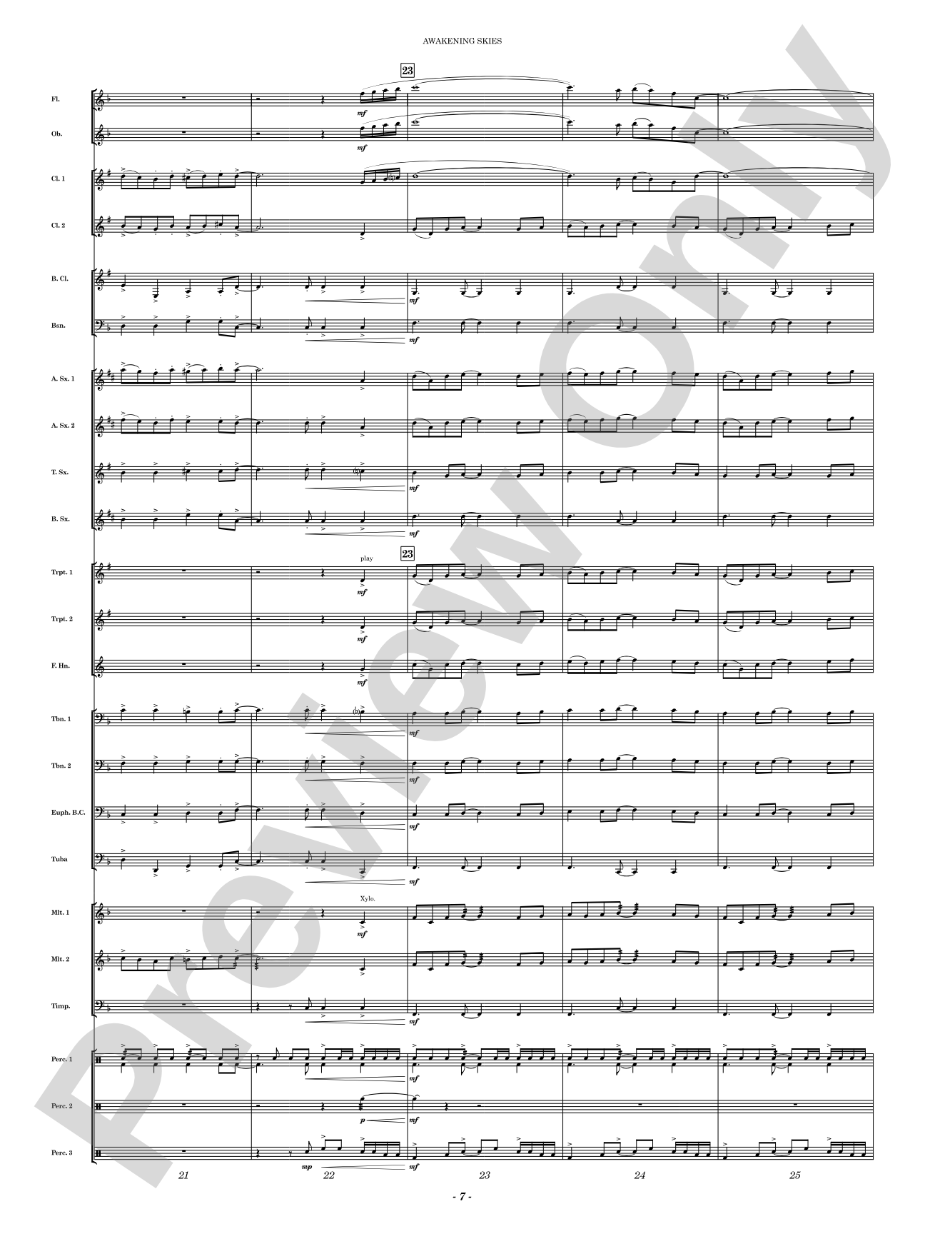 Awakening Skies: Concert Band Conductor Score & Parts