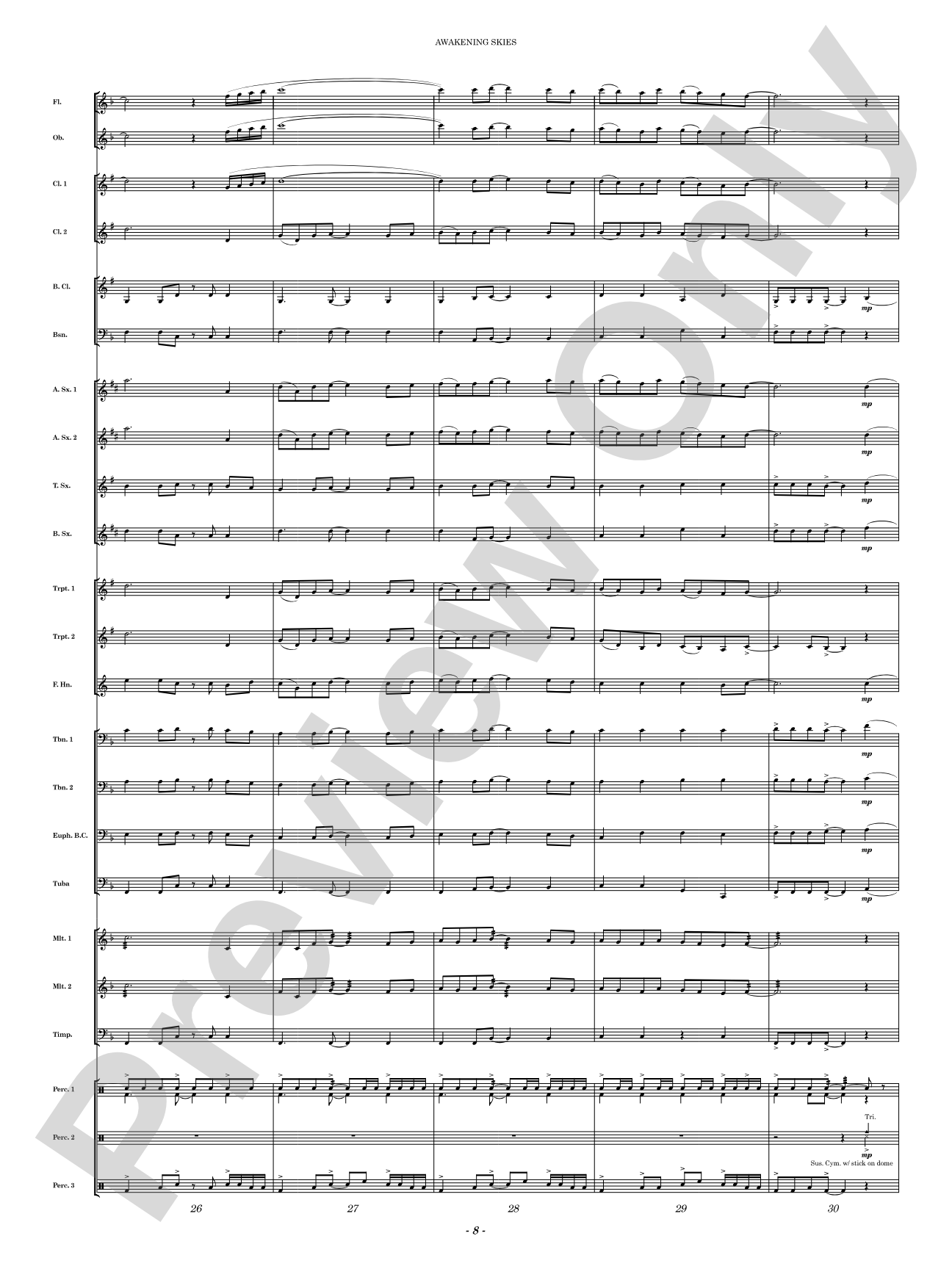 Awakening Skies: Concert Band Conductor Score & Parts