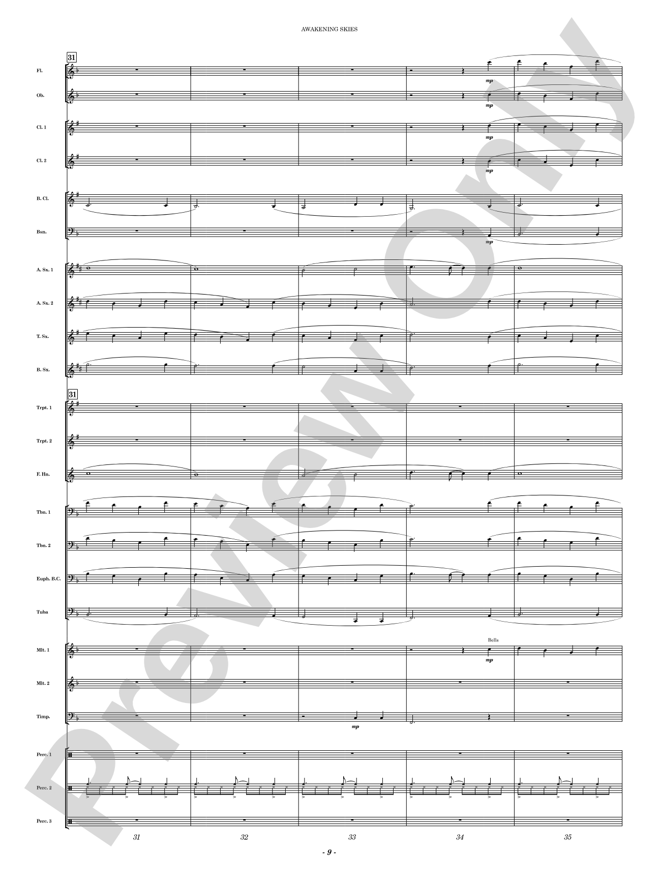 Awakening Skies: Concert Band Conductor Score & Parts