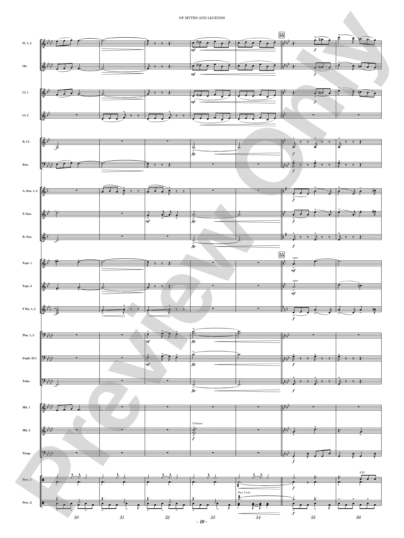 Of Myths and Legends: Concert Band Conductor Score & Parts