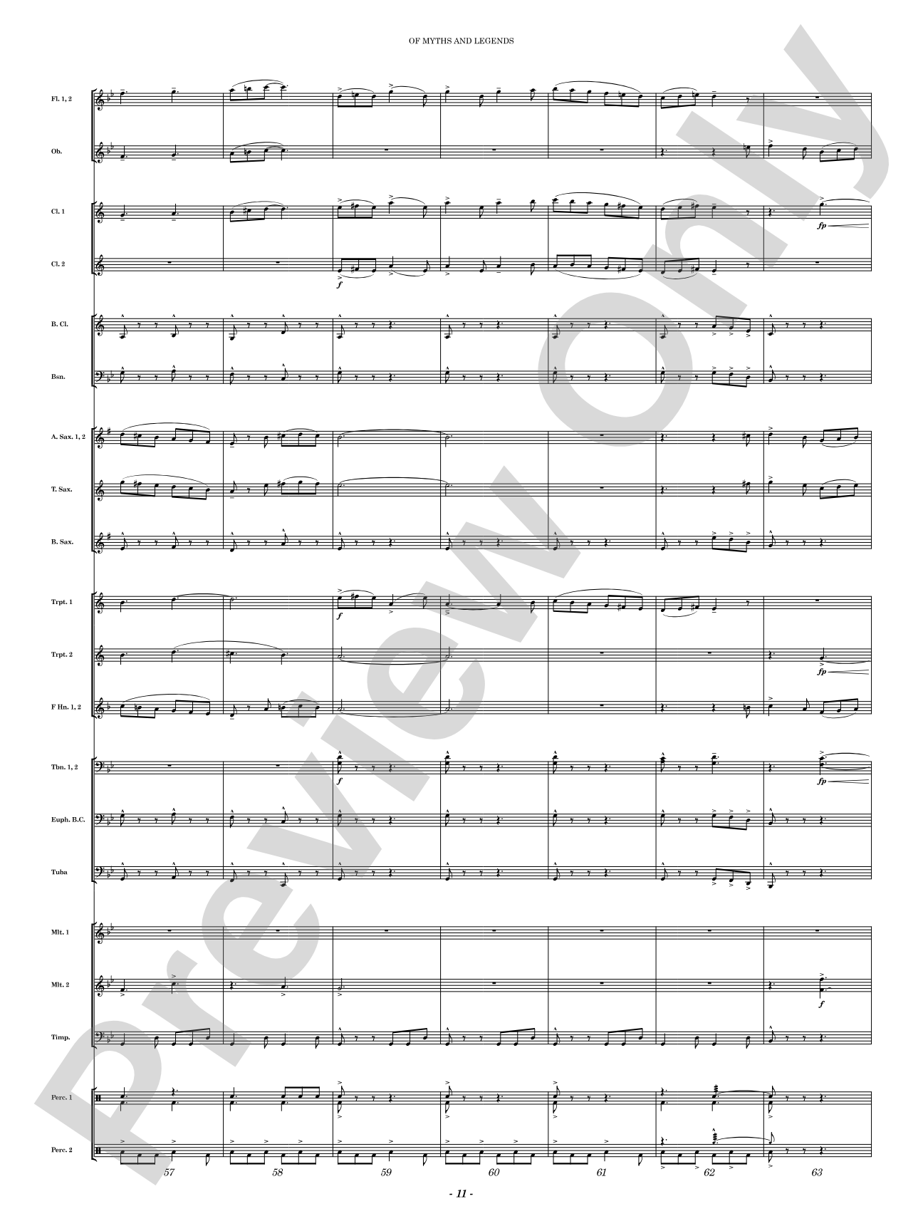 Of Myths and Legends: Concert Band Conductor Score & Parts