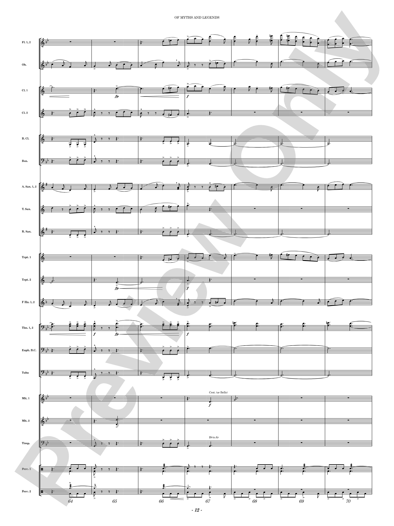 Of Myths and Legends: Concert Band Conductor Score & Parts