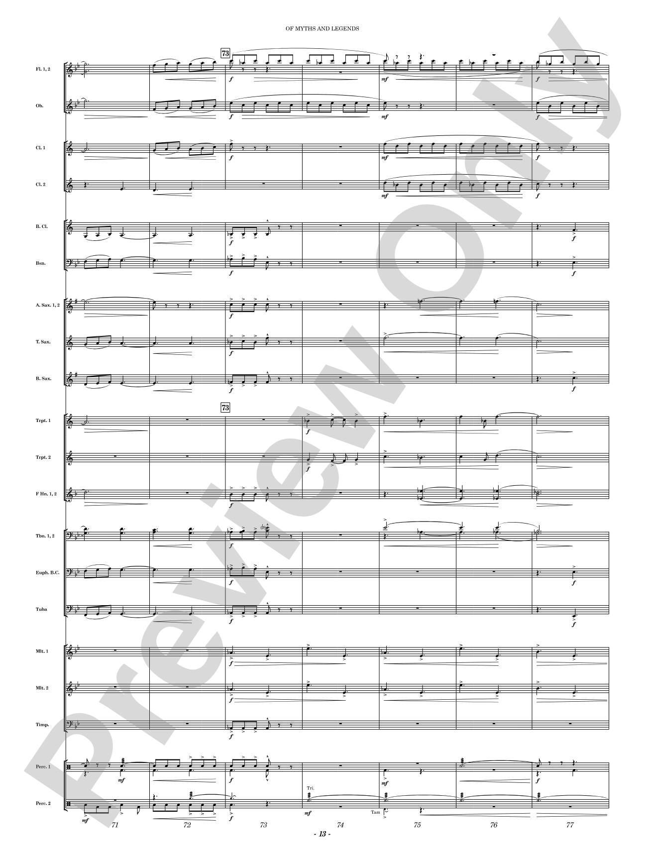 Of Myths and Legends: Concert Band Conductor Score & Parts