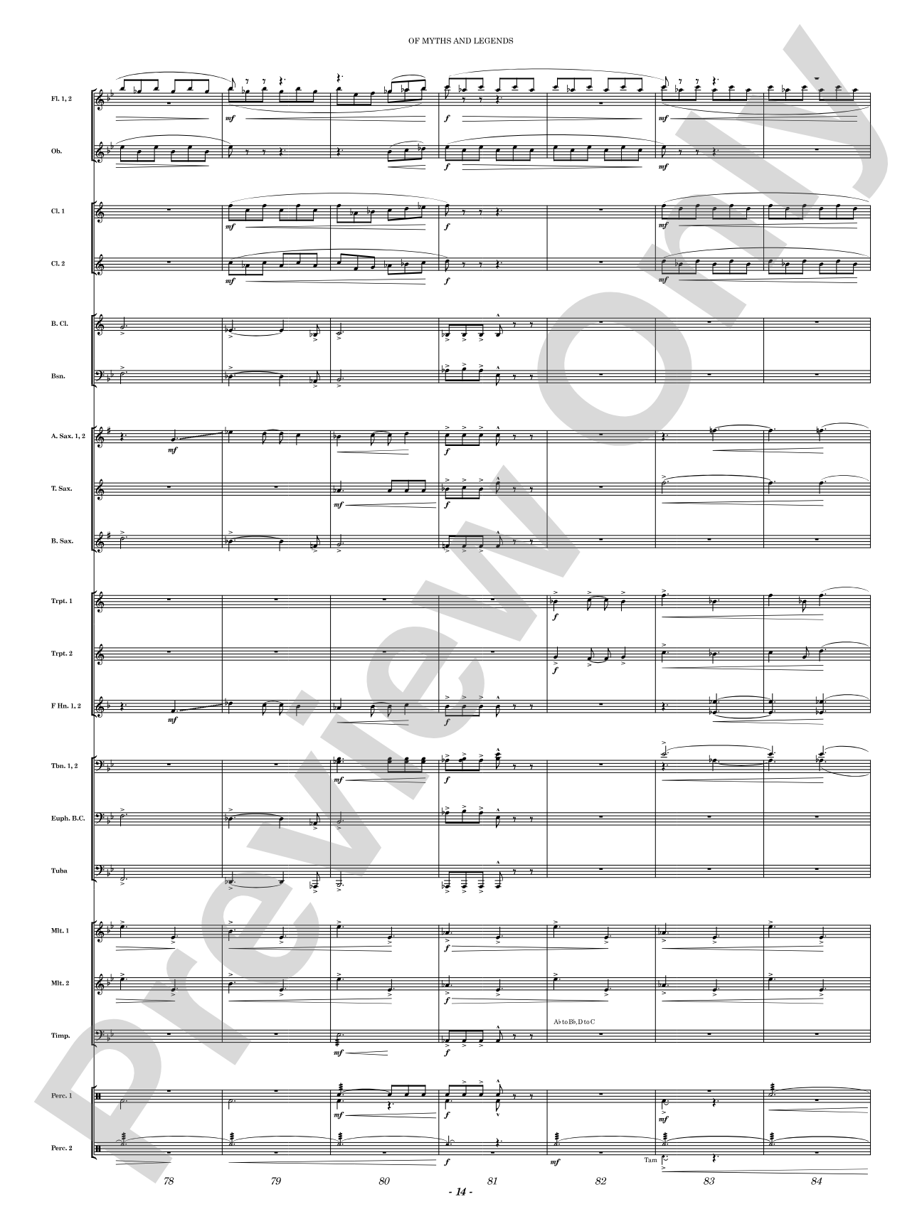 Of Myths and Legends: Concert Band Conductor Score & Parts