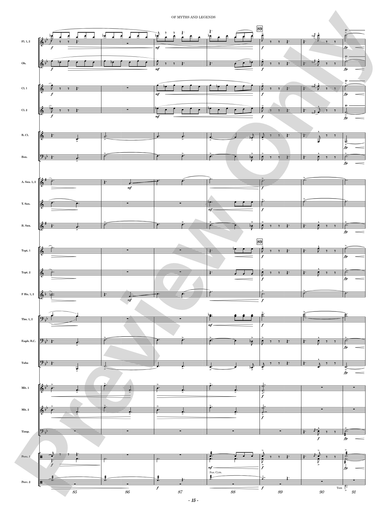 Of Myths and Legends: Concert Band Conductor Score & Parts