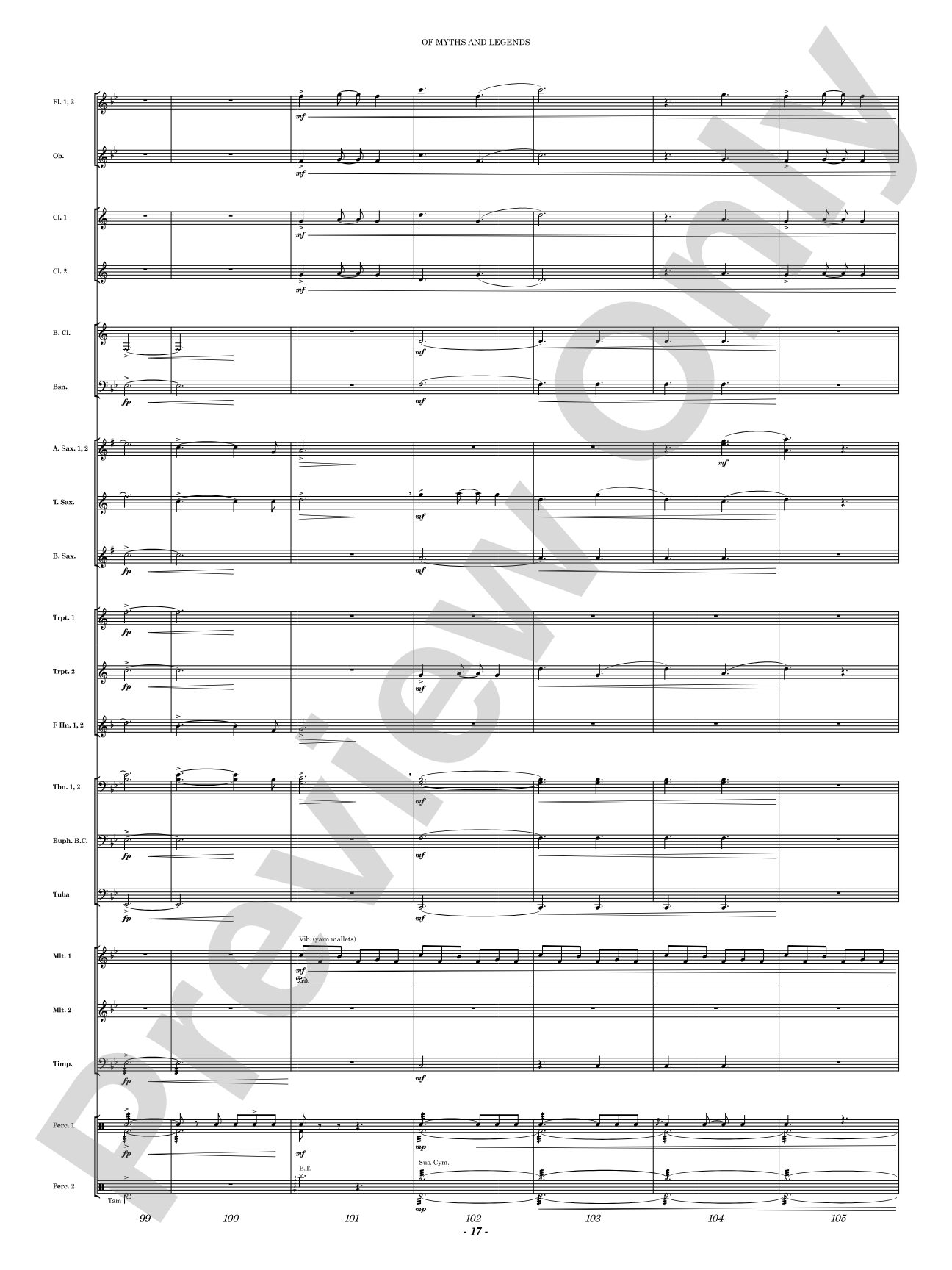 Of Myths and Legends: Concert Band Conductor Score & Parts