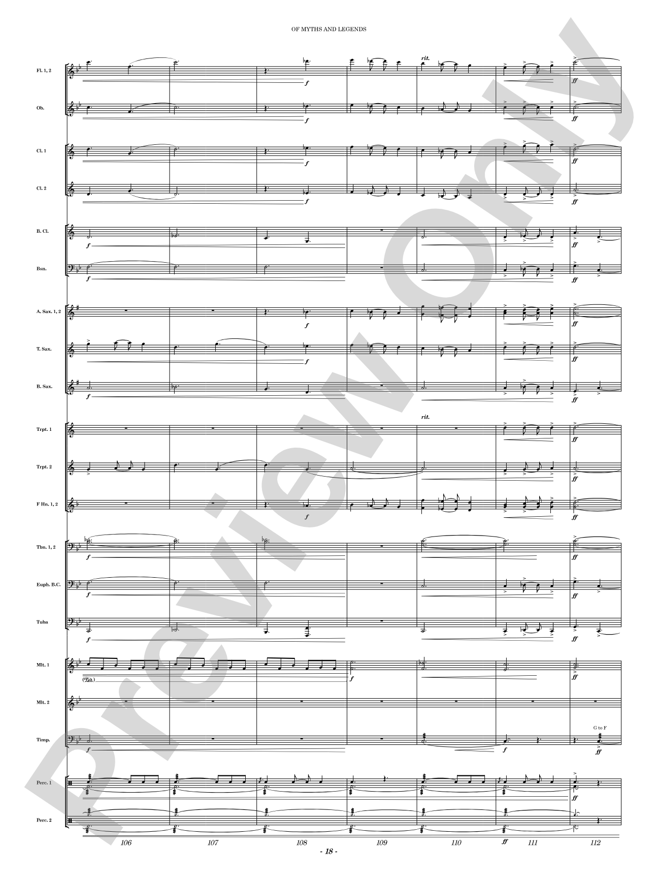 Of Myths and Legends: Concert Band Conductor Score & Parts
