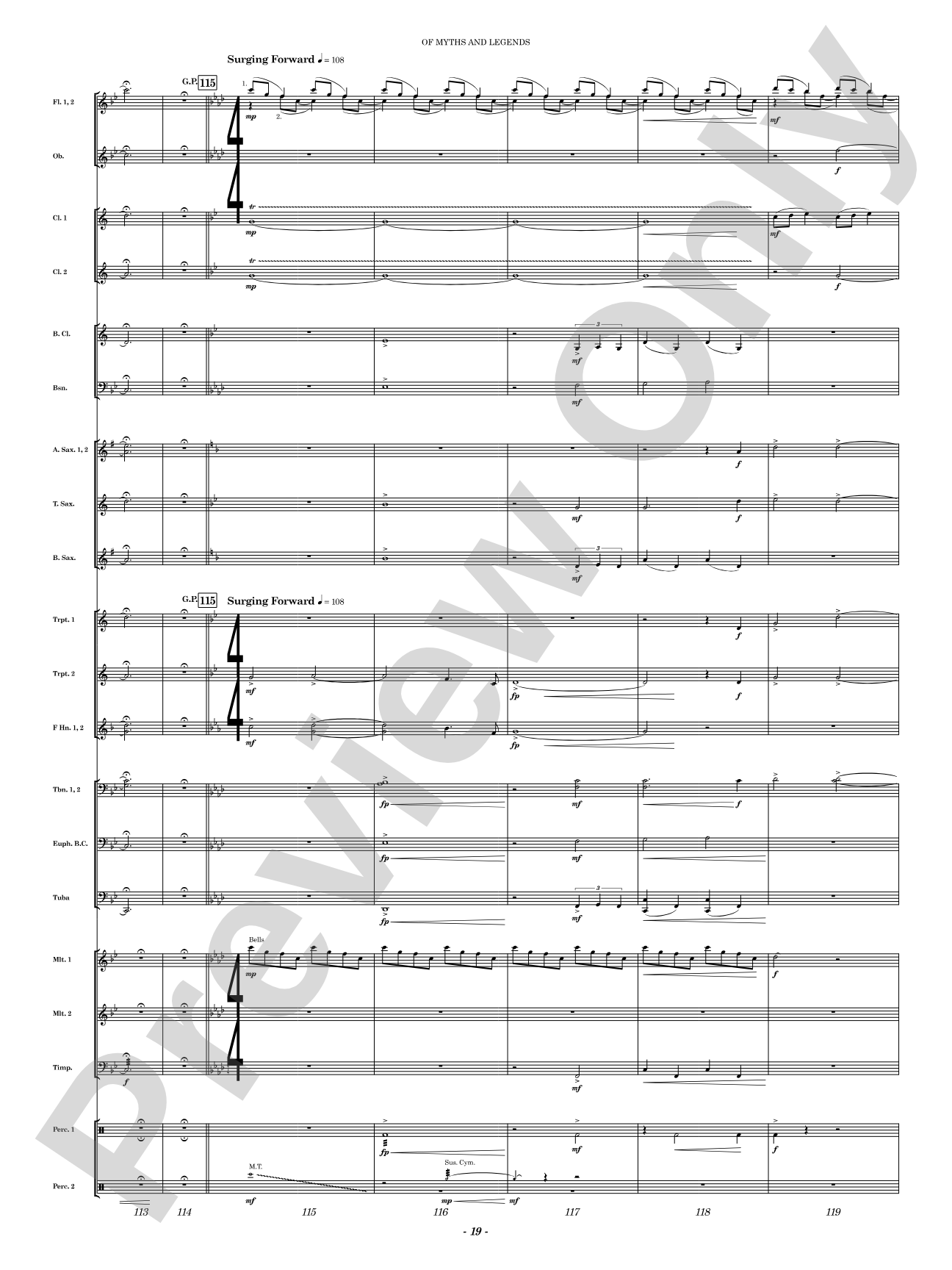 Of Myths and Legends: Concert Band Conductor Score & Parts