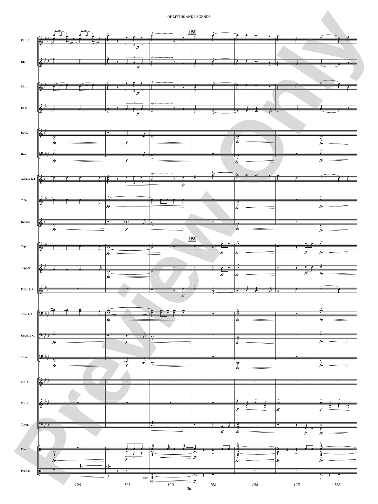 Of Myths and Legends: Concert Band Conductor Score & Parts
