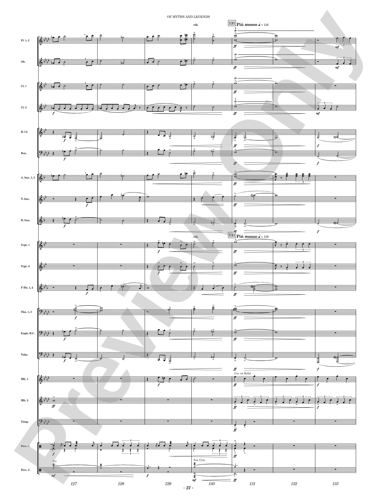 Of Myths and Legends: Concert Band Conductor Score & Parts