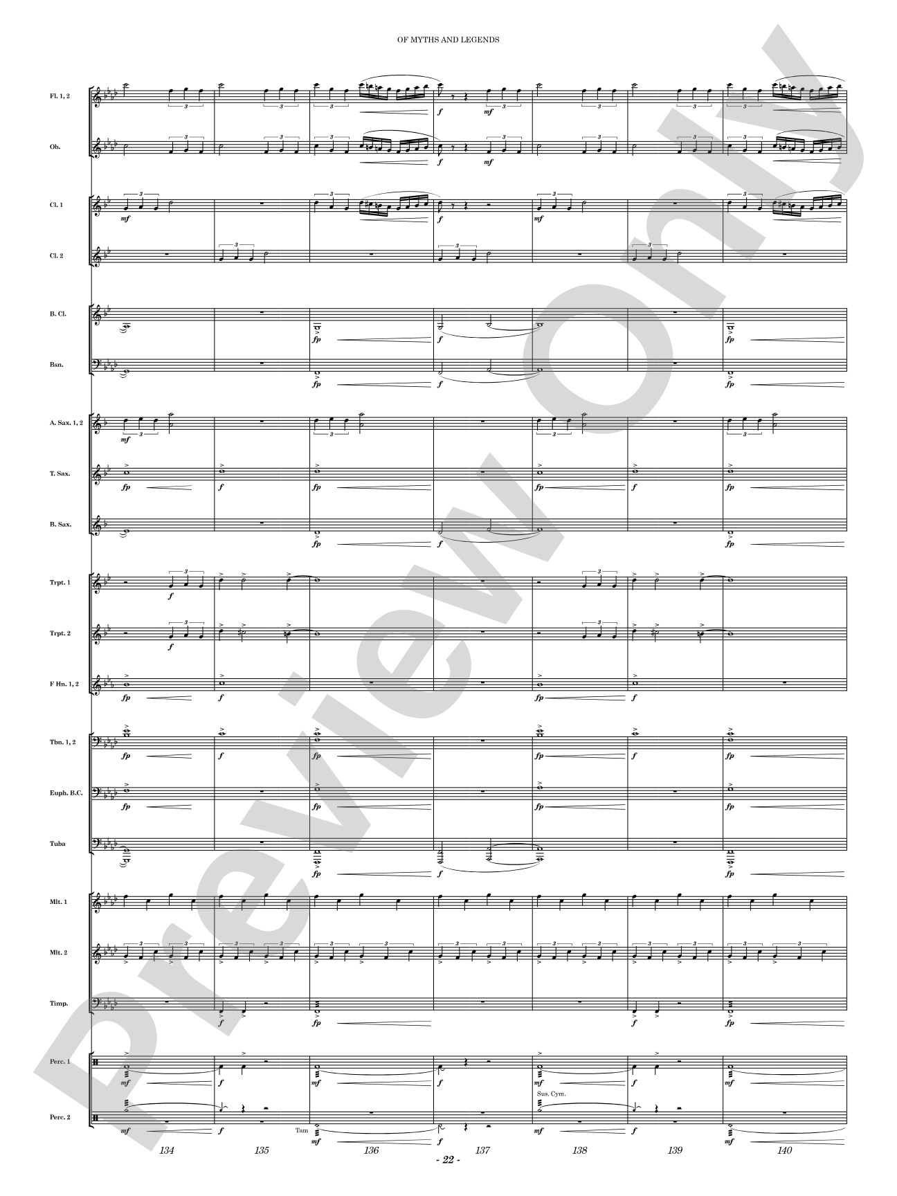 Of Myths and Legends: Concert Band Conductor Score & Parts