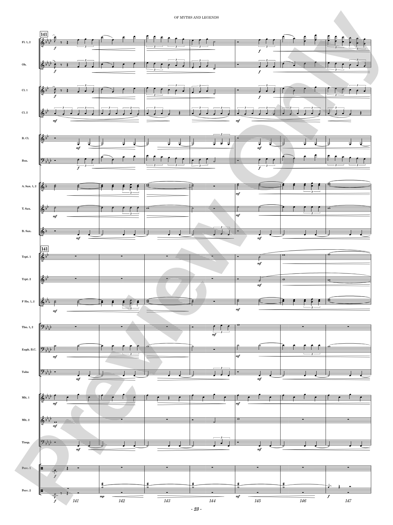 Of Myths and Legends: Concert Band Conductor Score & Parts