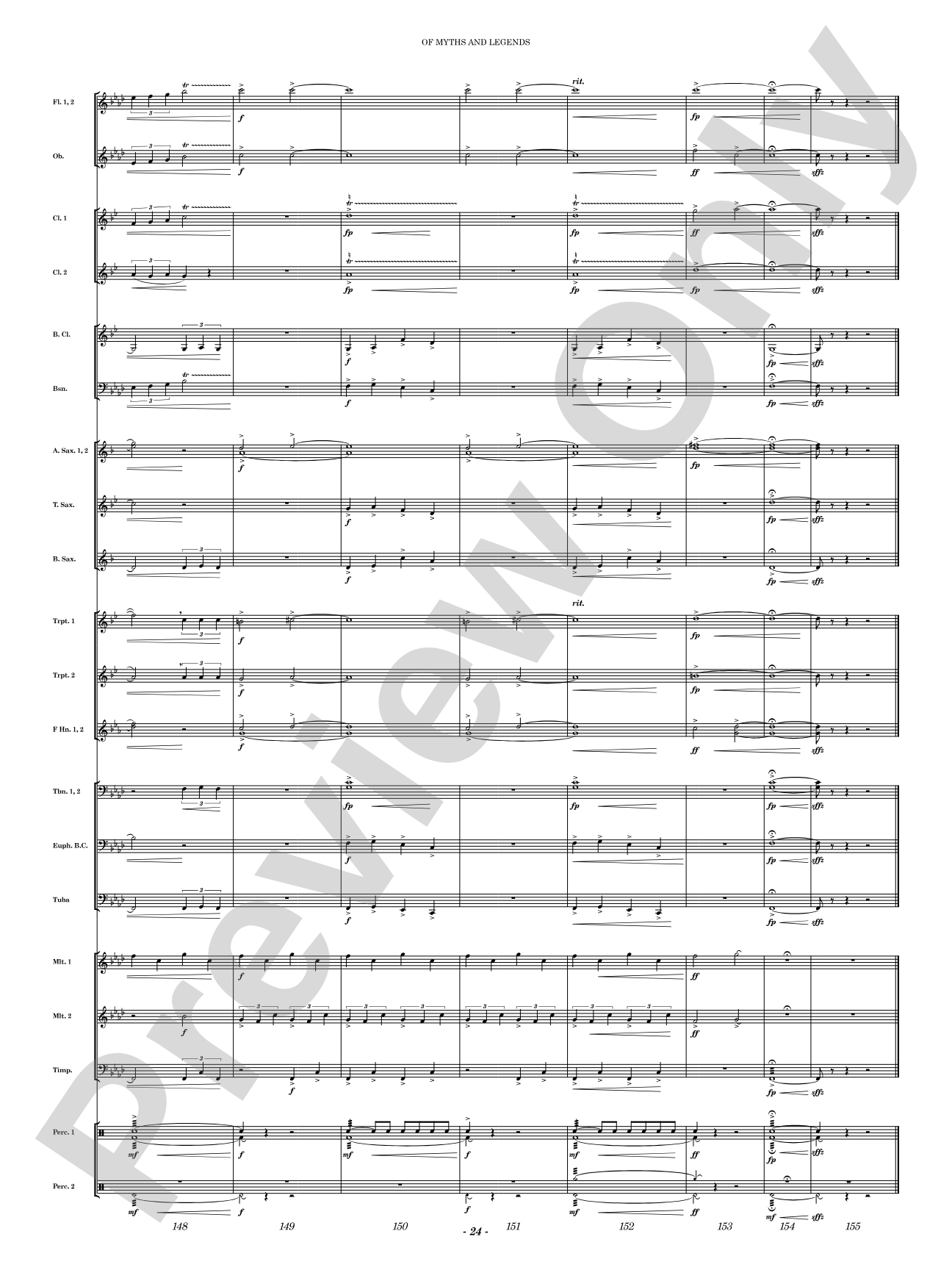 Of Myths and Legends: Concert Band Conductor Score & Parts