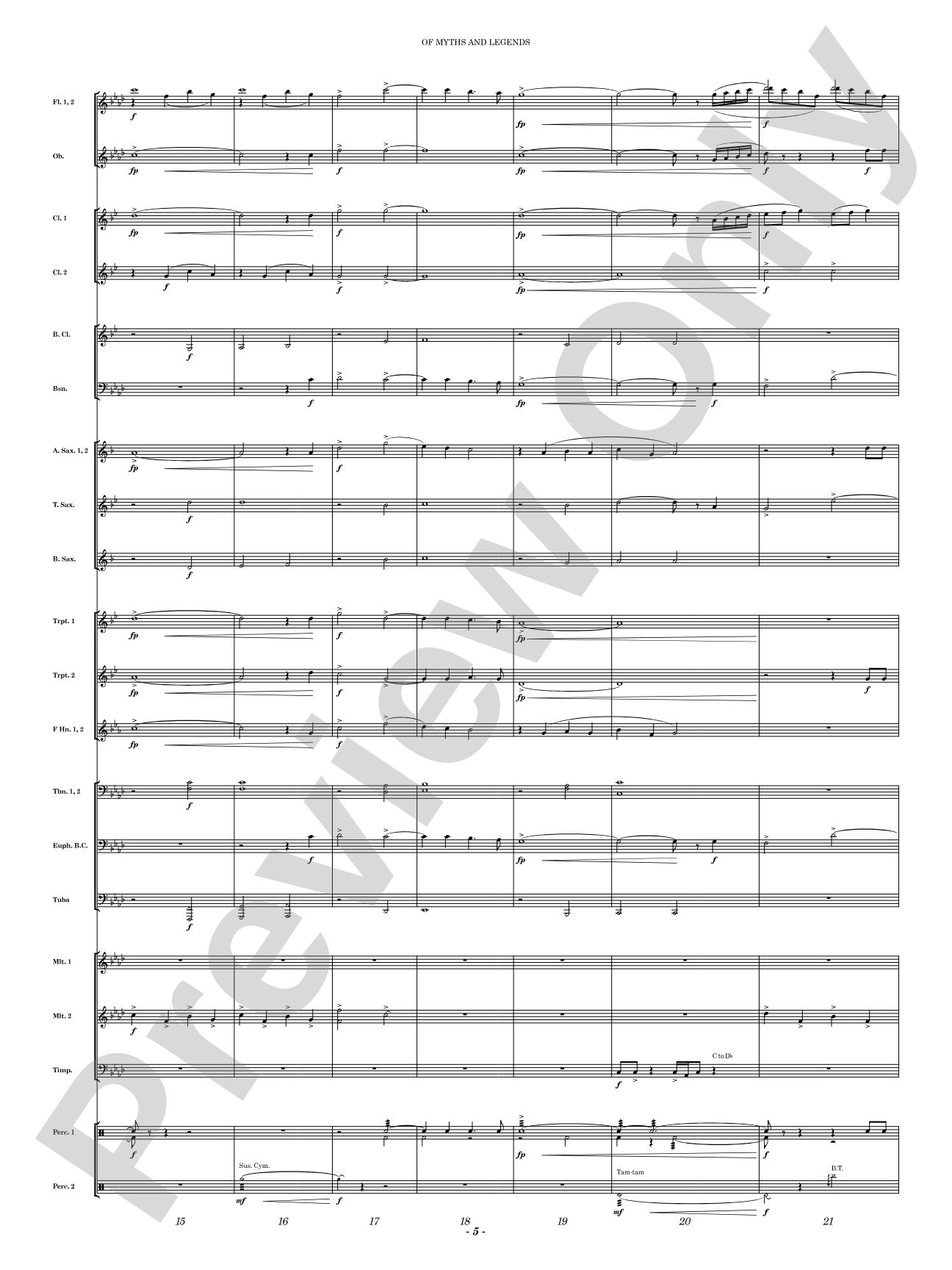 Of Myths and Legends: Concert Band Conductor Score & Parts