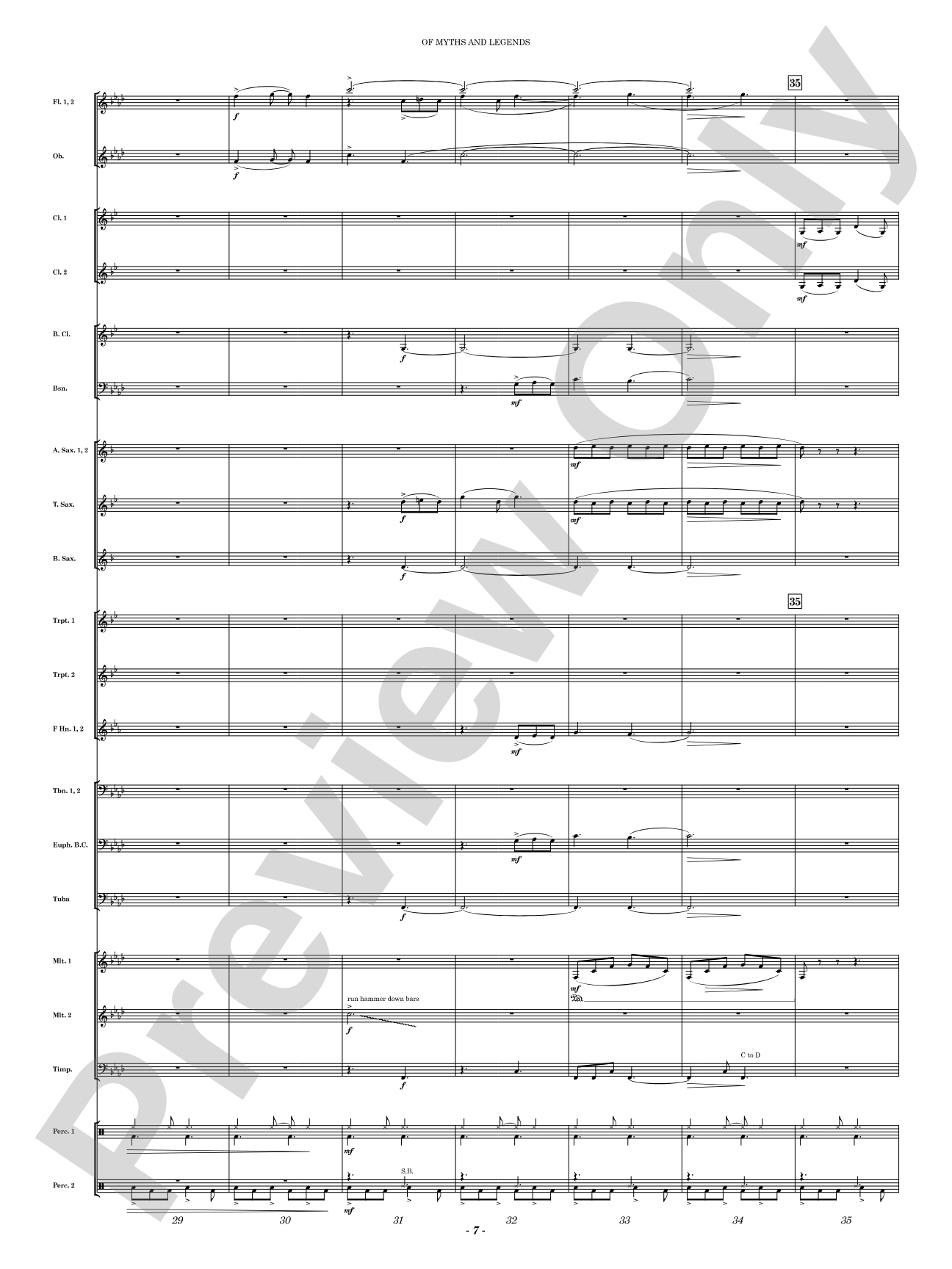 Of Myths and Legends: Concert Band Conductor Score & Parts