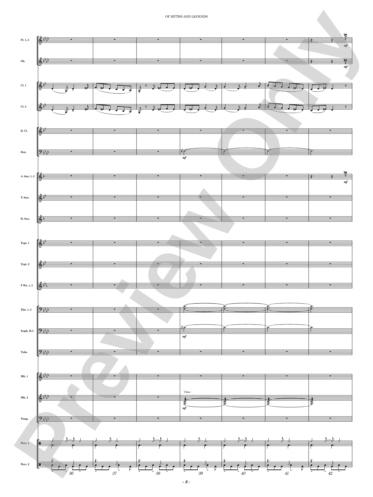 Of Myths and Legends: Concert Band Conductor Score & Parts