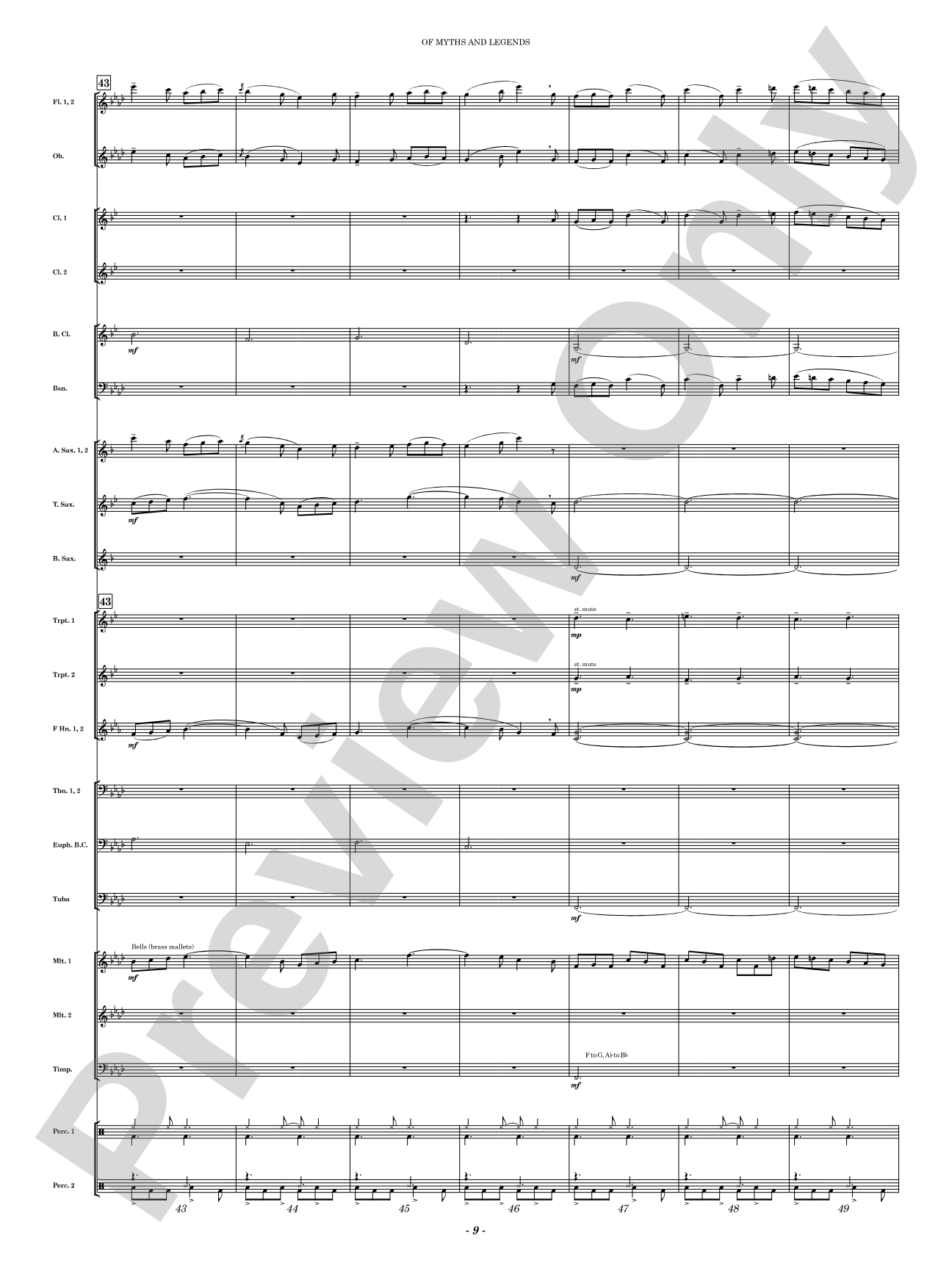 Of Myths and Legends: Concert Band Conductor Score & Parts