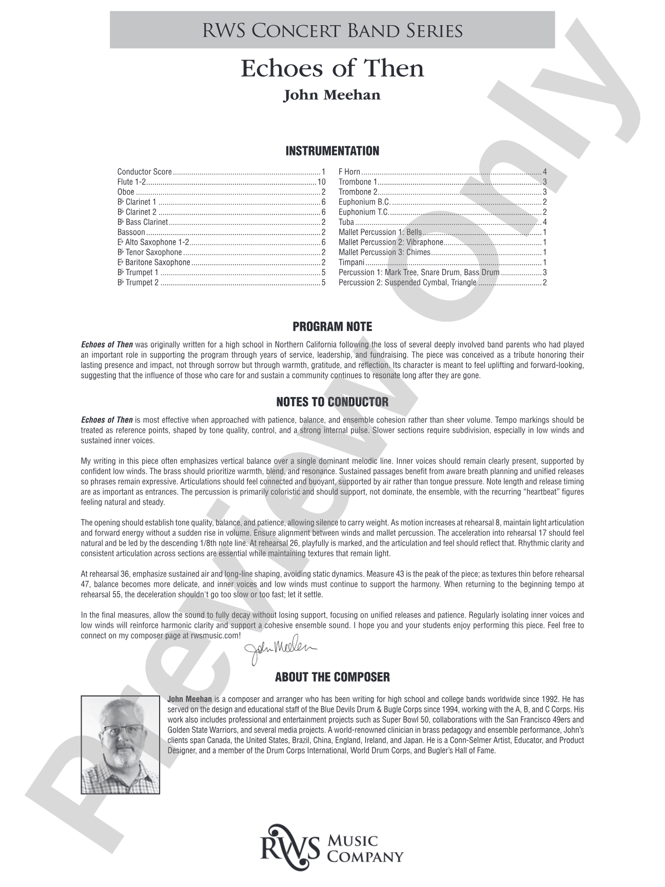 Echoes of Then: Concert Band Conductor Score & Parts