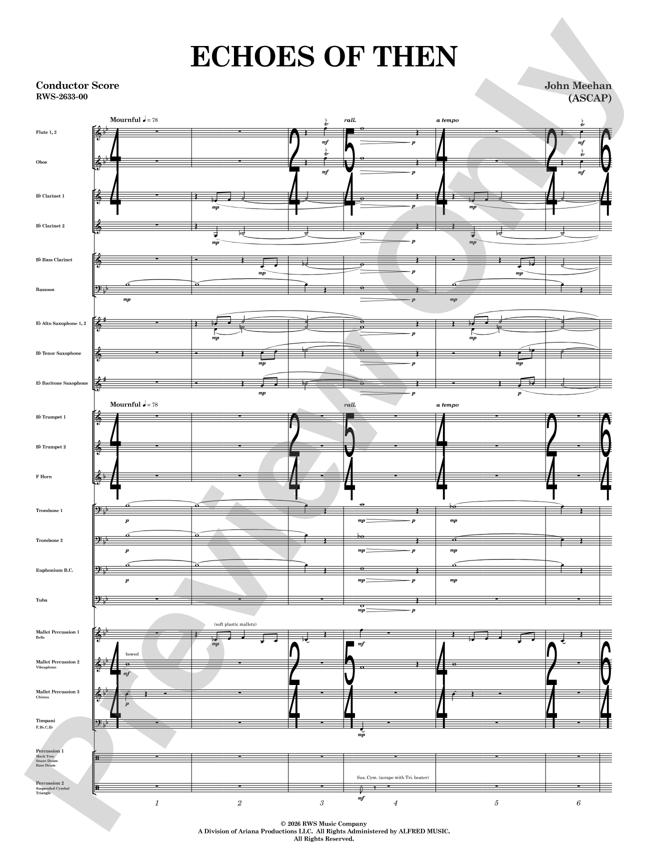 Echoes of Then: Concert Band Conductor Score & Parts